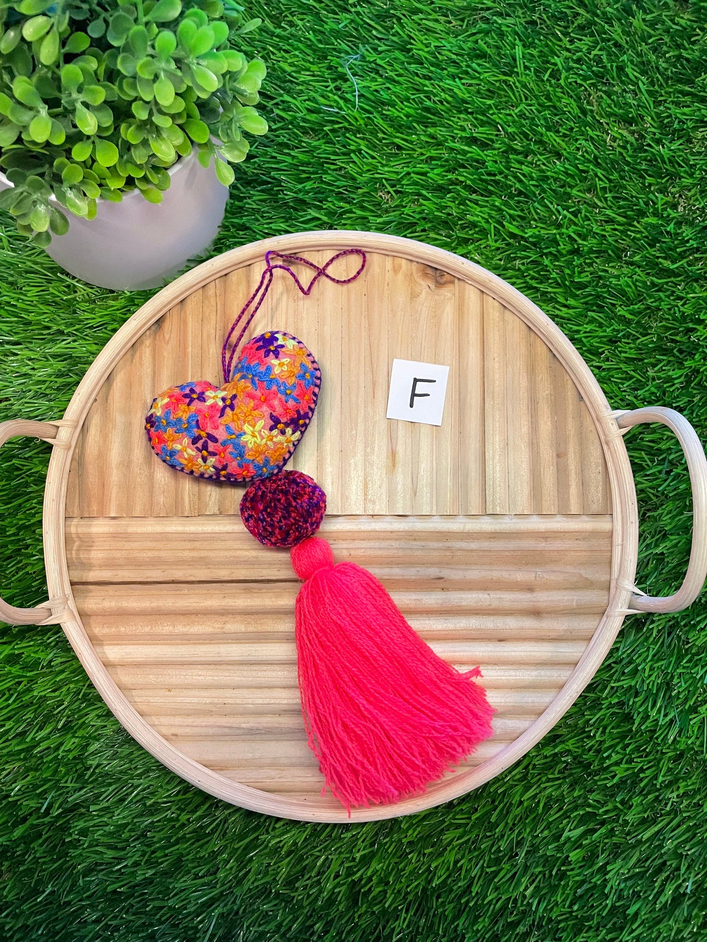 Autism Inspired Heart Tassel Charms - Handmade Car Decor - Unique Ornament Charms - Artisan Crafted