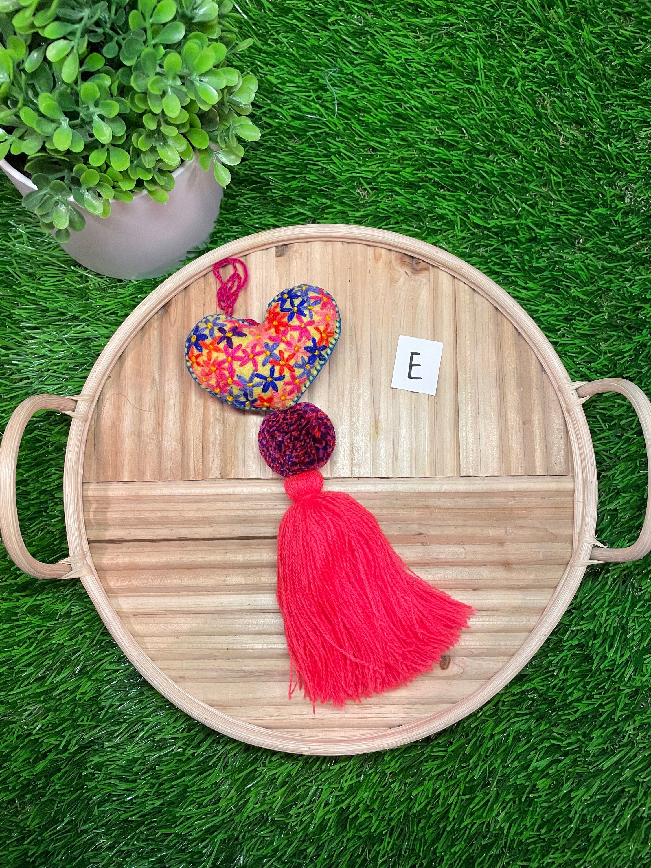 Image of Autism Inspired Heart Tassel Charms - Handmade Car Decor - Unique Ornament Charms - Artisan Crafted