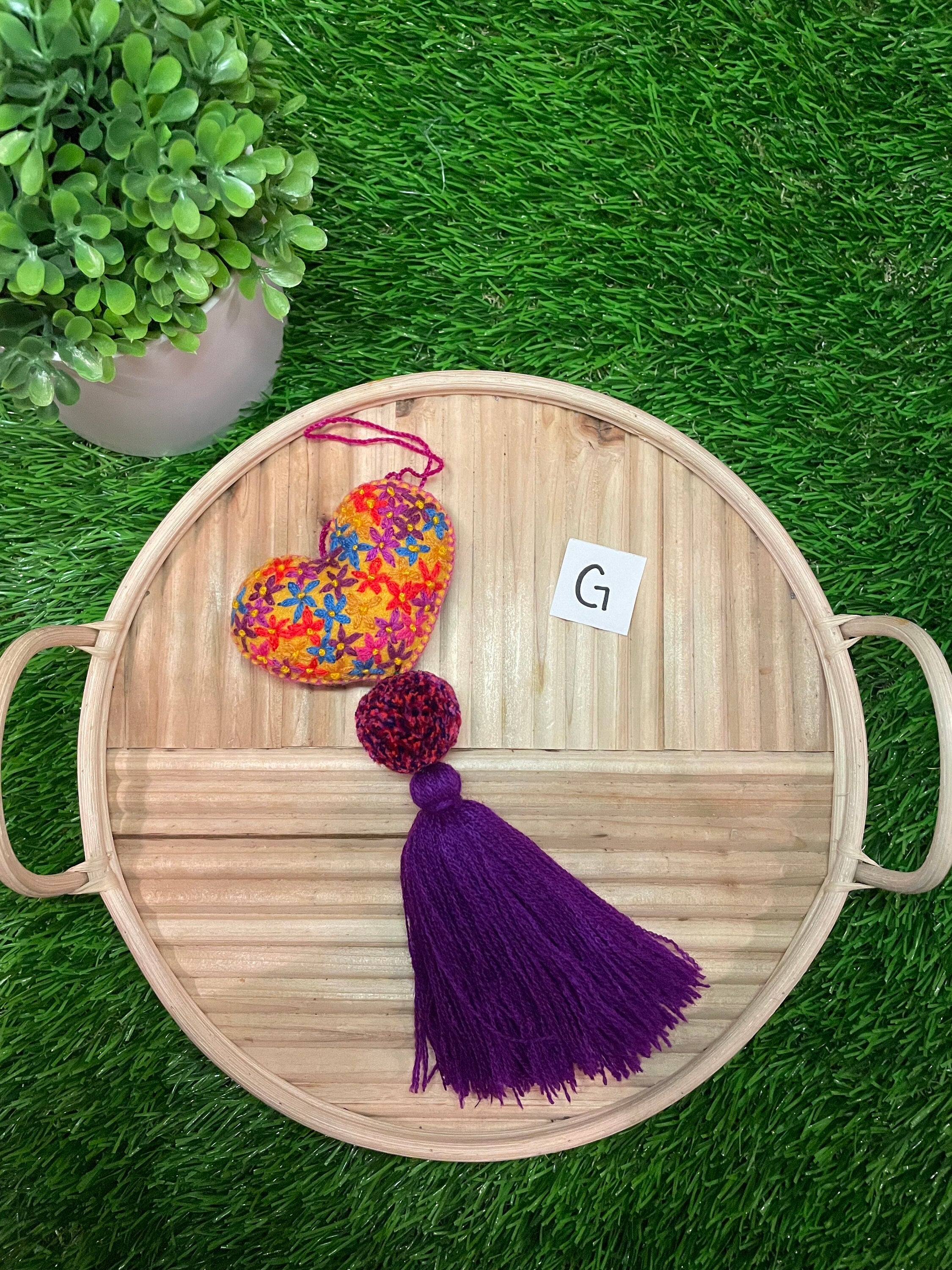 Image of Autism Inspired Heart Tassel Charms - Handmade Car Decor - Unique Ornament Charms - Artisan Crafted