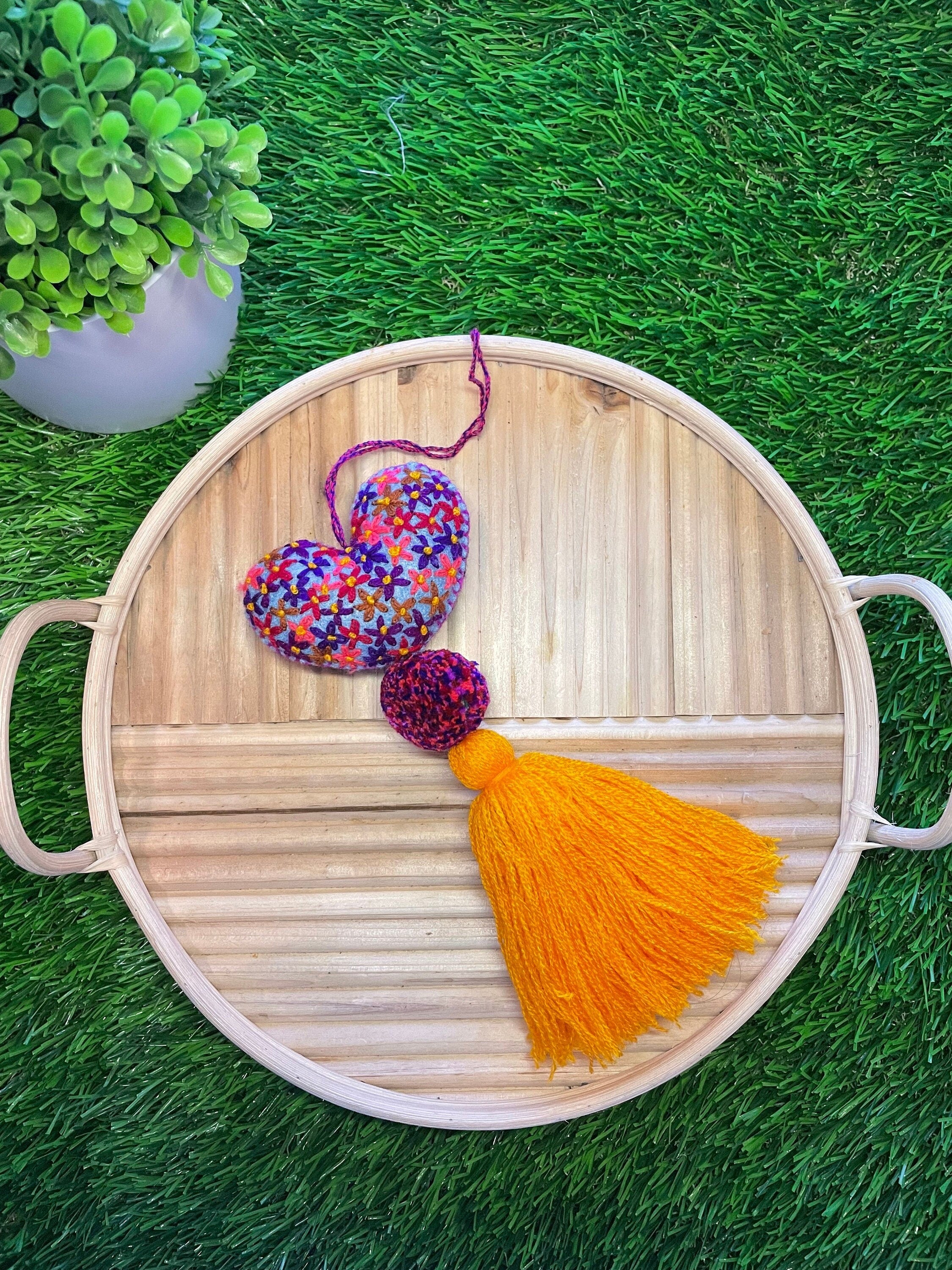 Autism Inspired Heart Tassel Charms - Handmade Car Decor - Unique Ornament Charms - Artisan Crafted