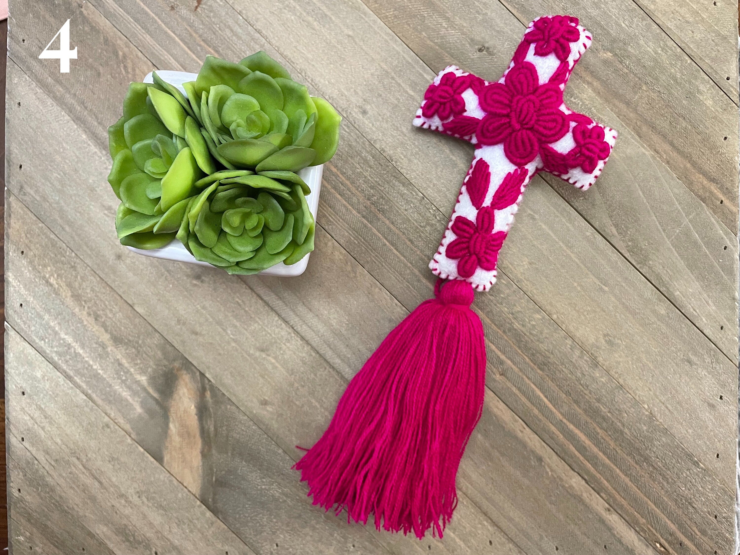 Work of Art, Handmade & Hand-embroidered, Cross keychain or handbag charm