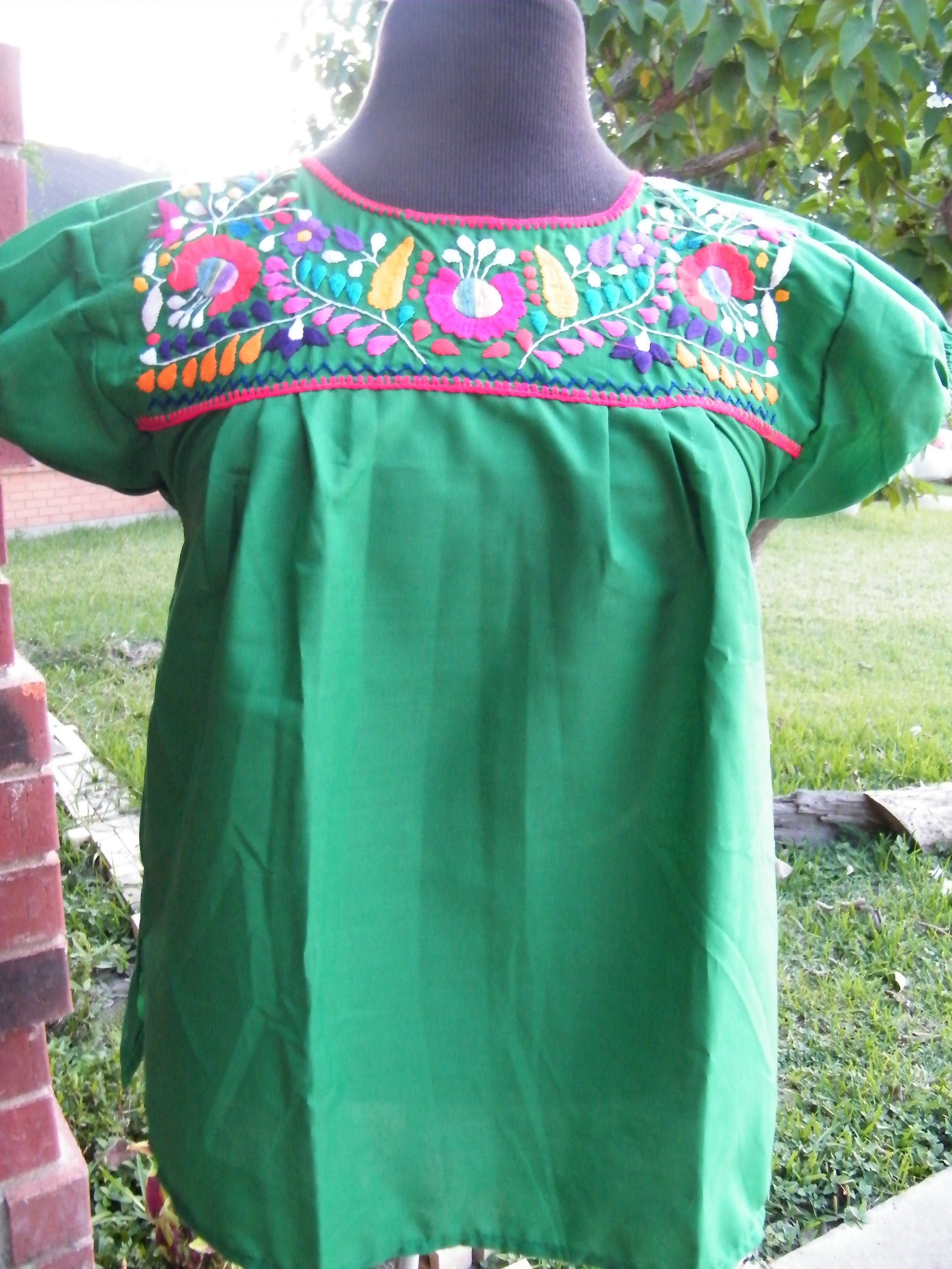Image of Authentic Girls Puebla Blouse - Kids Mexican Blouse - Artisanal Blouse