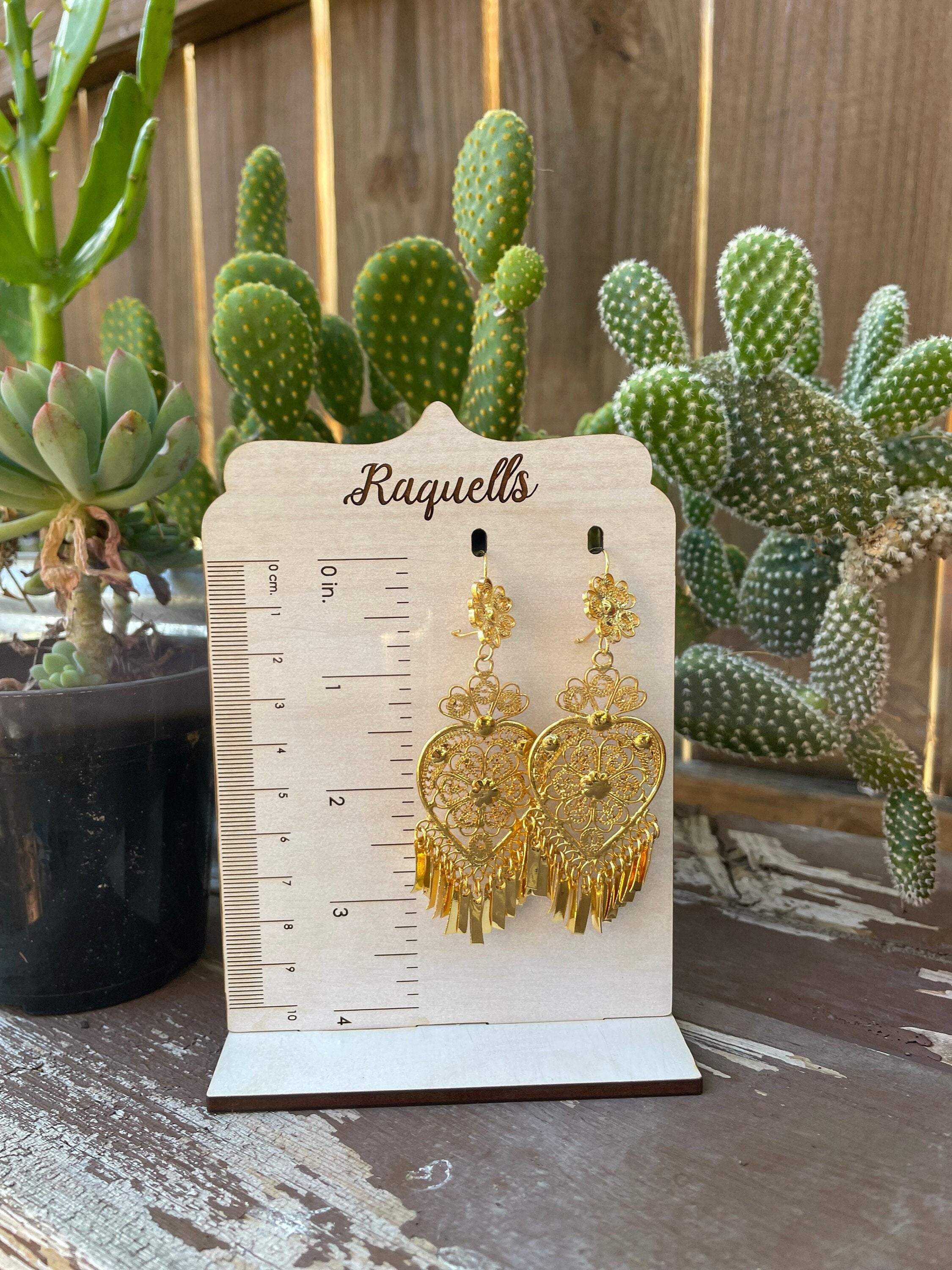 Image of Heart-Traditional Mexican Artisanal Earrings - Gold Plated Beautiful Folkloric Earrings made by our Oaxaca Artisan Partners