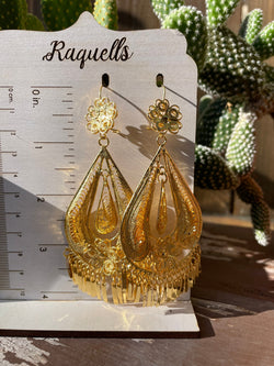 Image of Large Flower Teardrop - Traditional Mexican Artisanal Earrings - Beautiful Folkloric Earrings made by our Oaxaca Artisan Partners