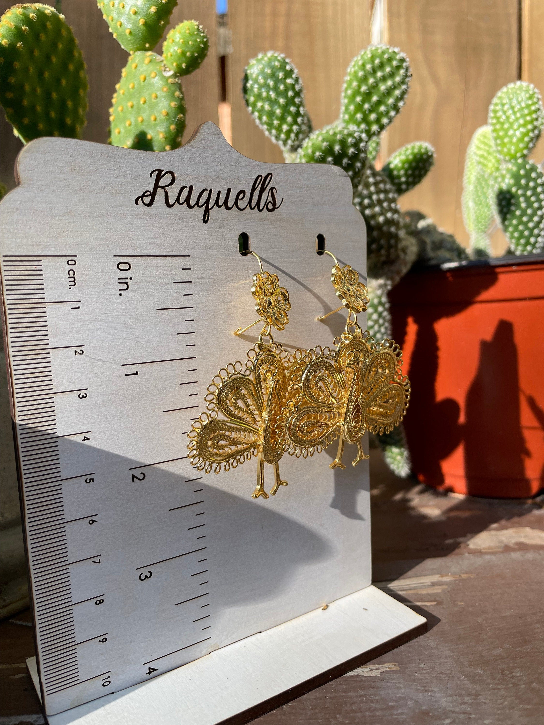 Beautiful Peacock Mexican Artisanal Earrings - Folkloric Earrings made by our Oaxaca Artisan Partners