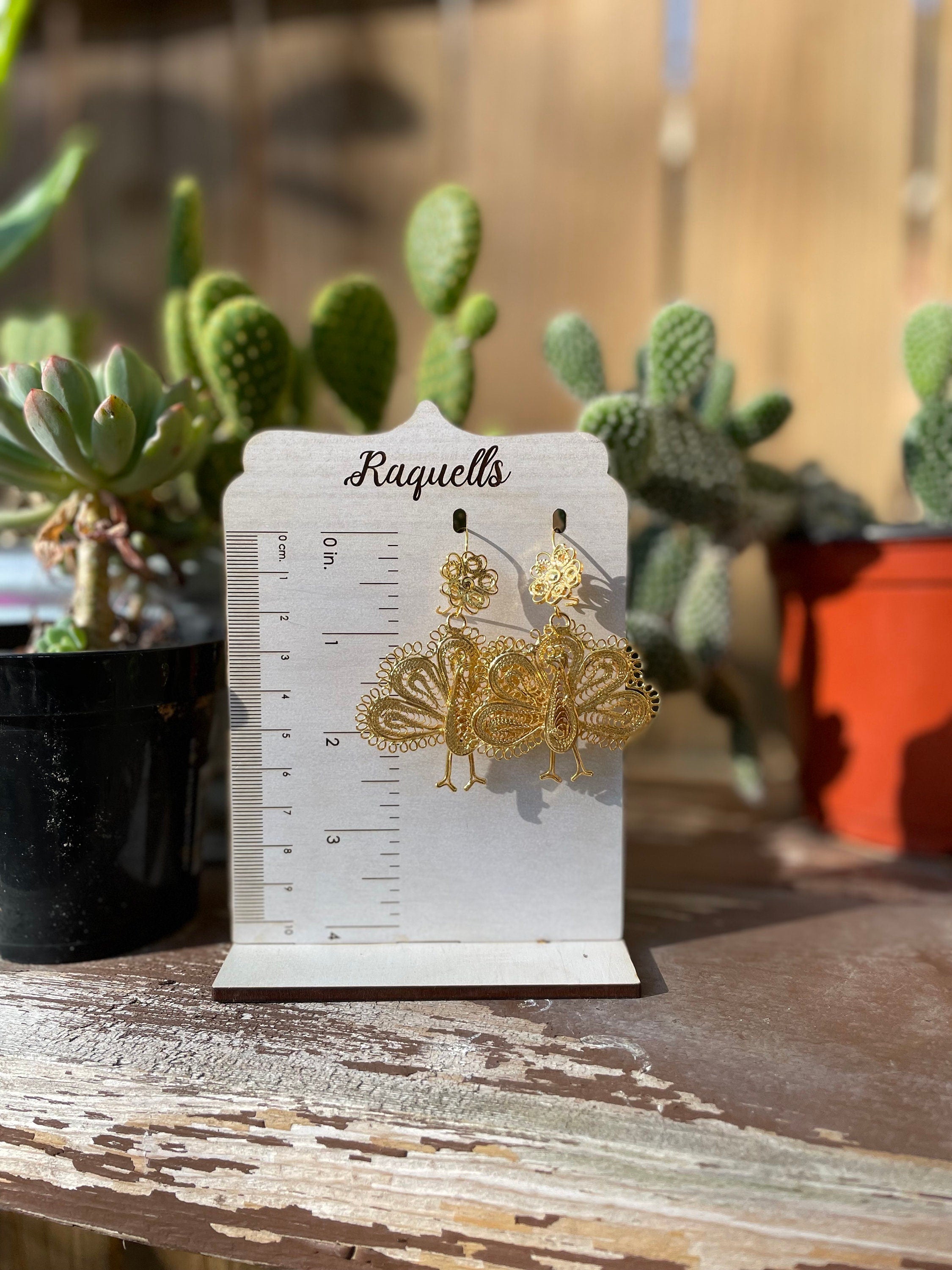 Image of Beautiful Peacock Mexican Artisanal Earrings - Folkloric Earrings made by our Oaxaca Artisan Partners