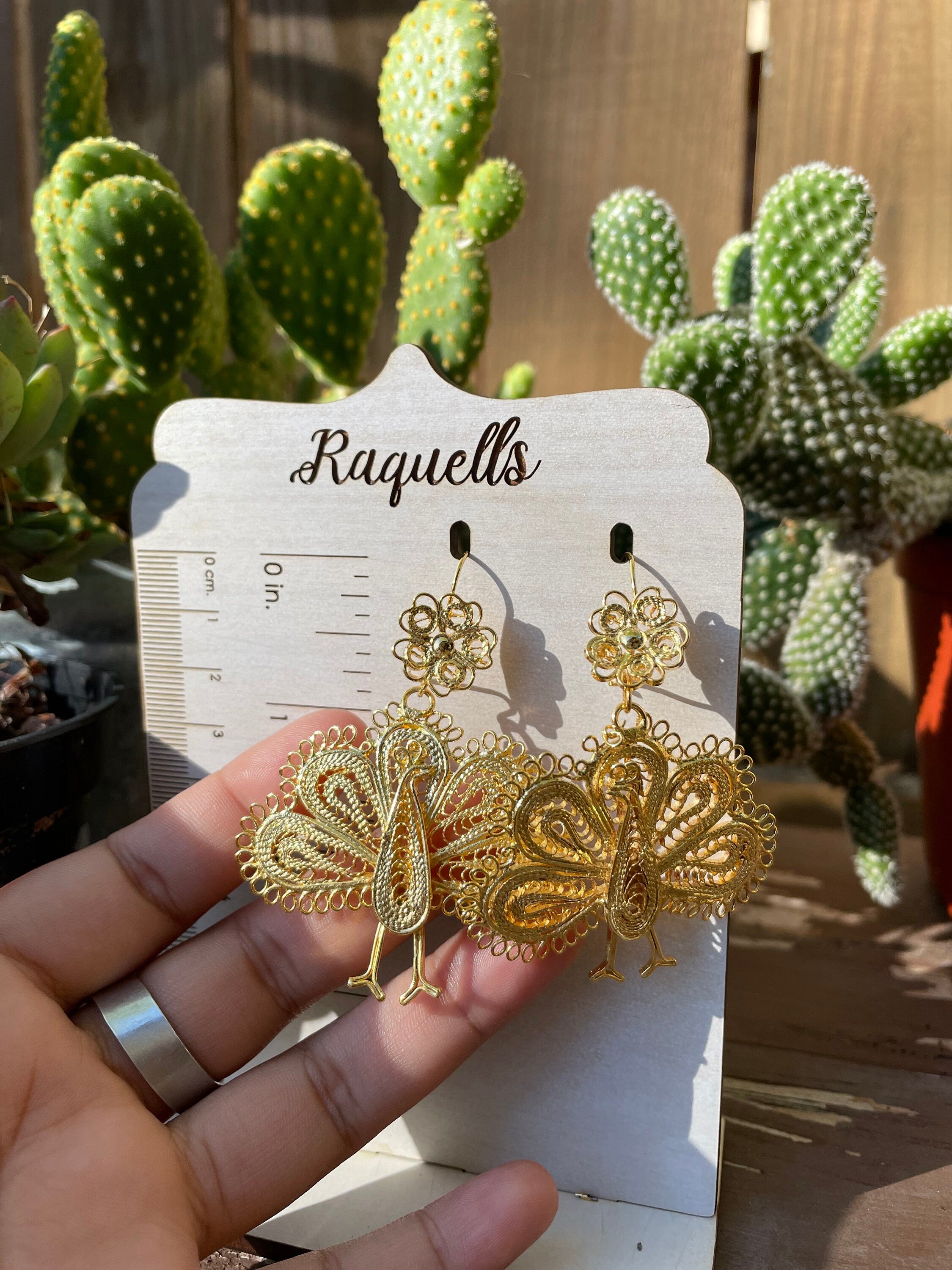 Image of Beautiful Peacock Mexican Artisanal Earrings - Folkloric Earrings made by our Oaxaca Artisan Partners