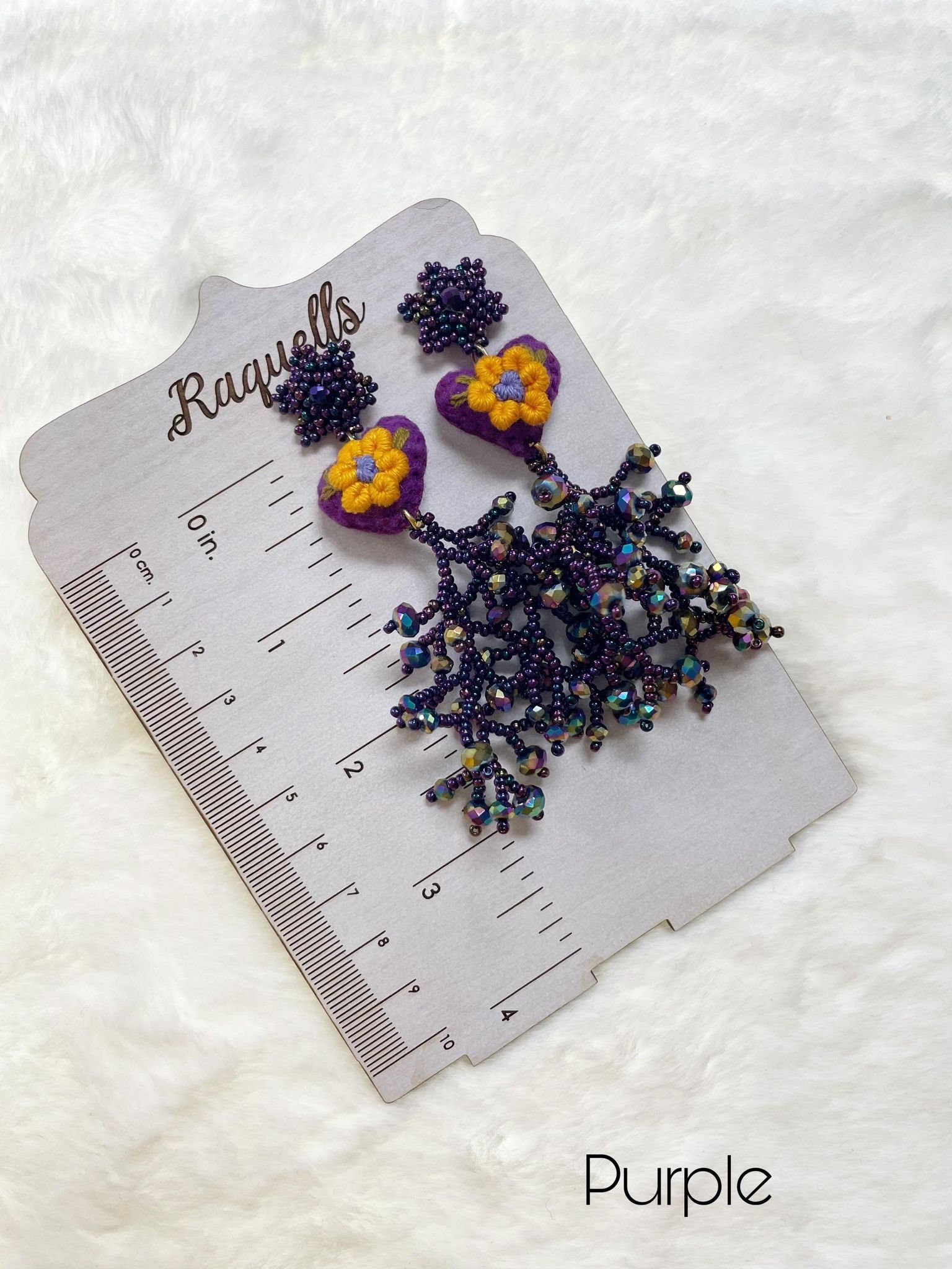 Image of Beautiful Handmade Heart Coral Earrings - Beaded Earrings - Handmade Earrings - Felt Earrings