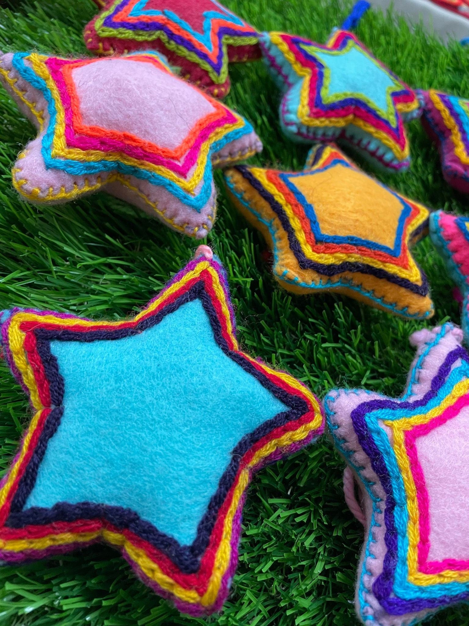 Image of Artisan Handmade Star Tassel Charms - Handmade charms - Mexican Star Charms - Car Decor - Home Decor