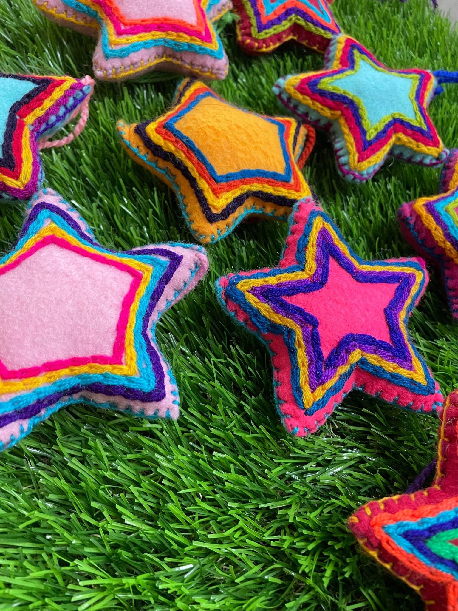 Image of Artisan Handmade Star Tassel Charms - Handmade charms - Mexican Star Charms - Car Decor - Home Decor