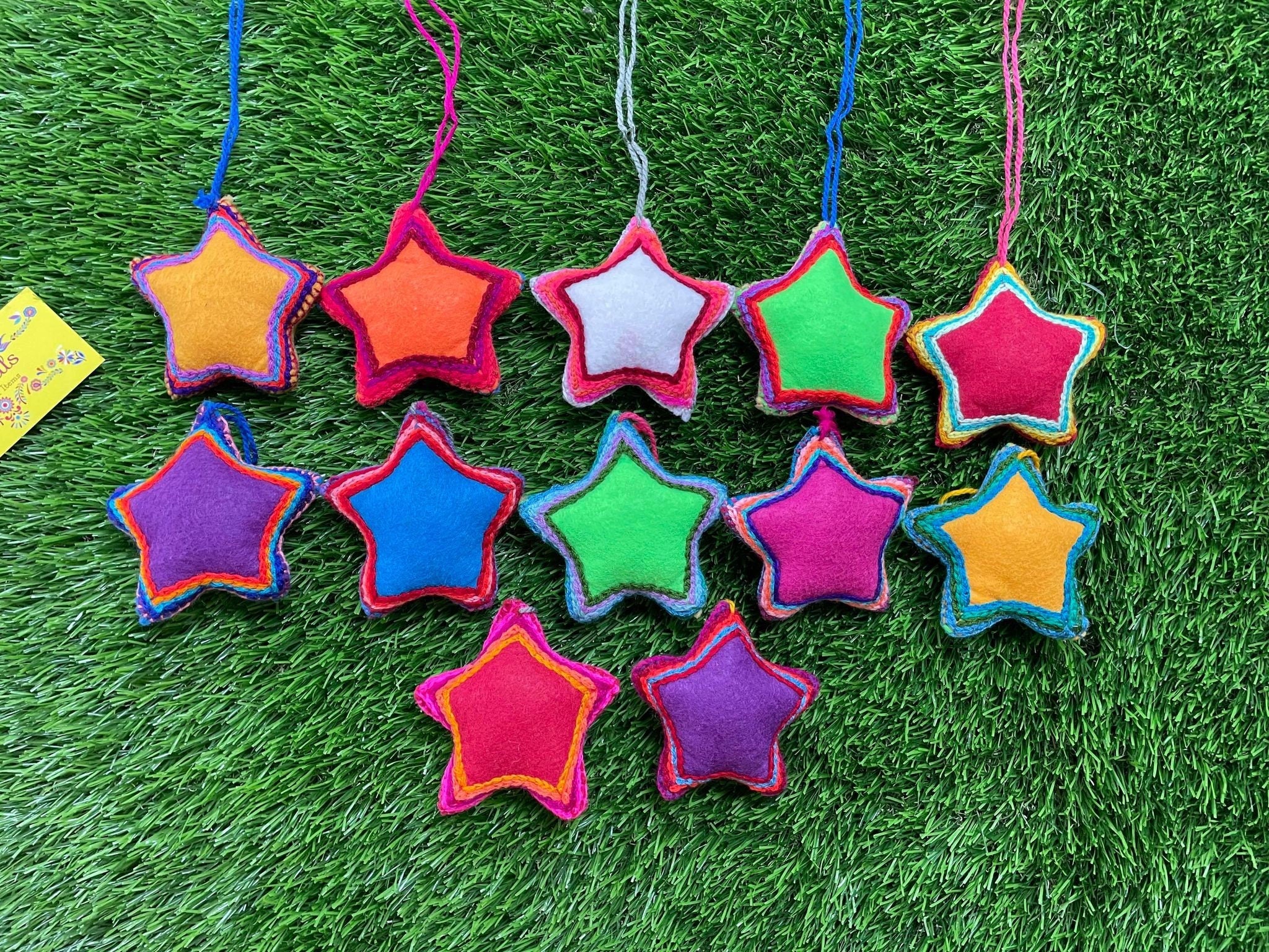 Image of Artisan Handmade Star Tassel Charms - Handmade charms - Mexican Star Charms - Car Decor - Home Decor