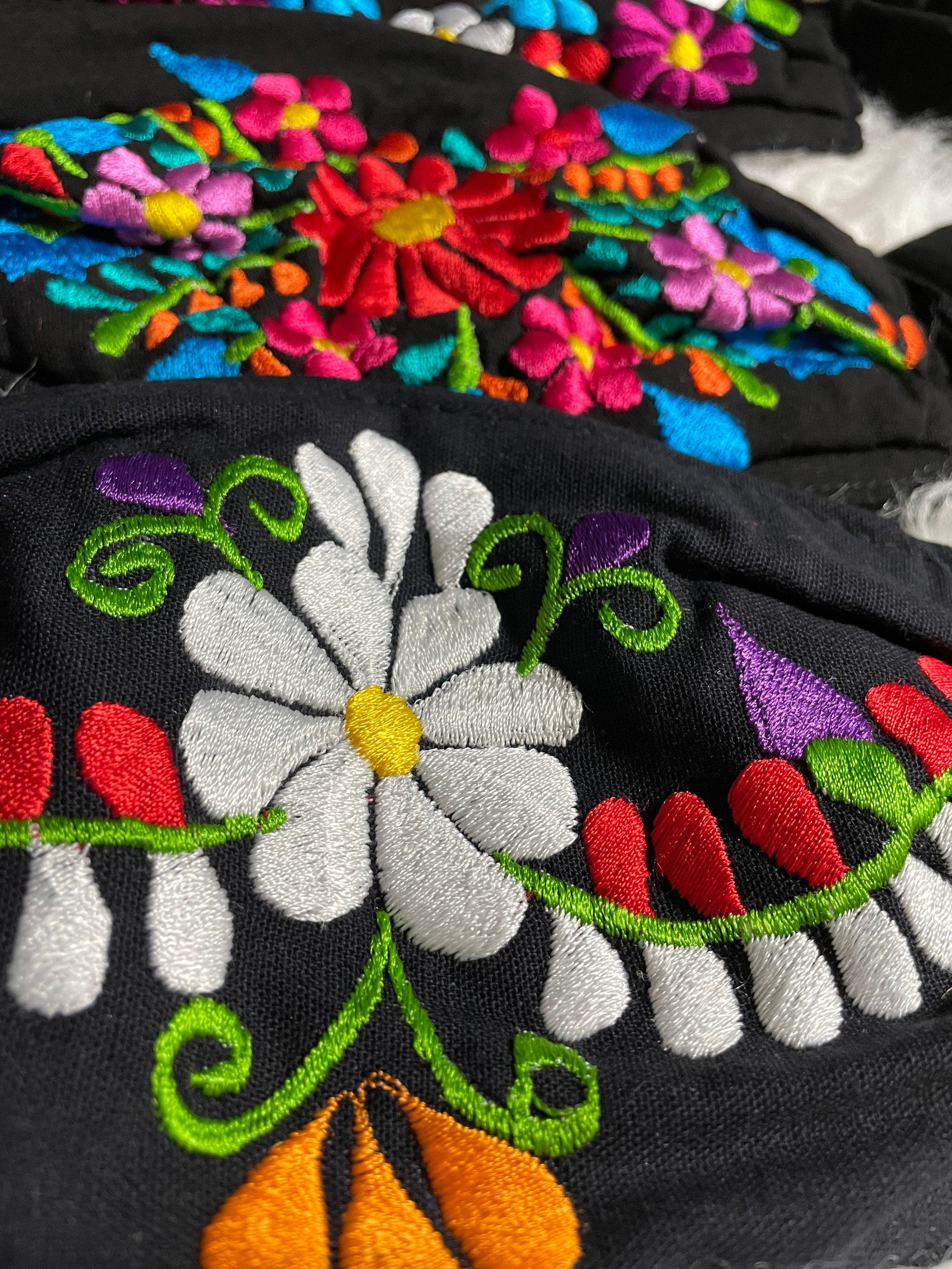Mexican Embroidered Small Print Floral Design Face Masks - Artisan Made Face Masks