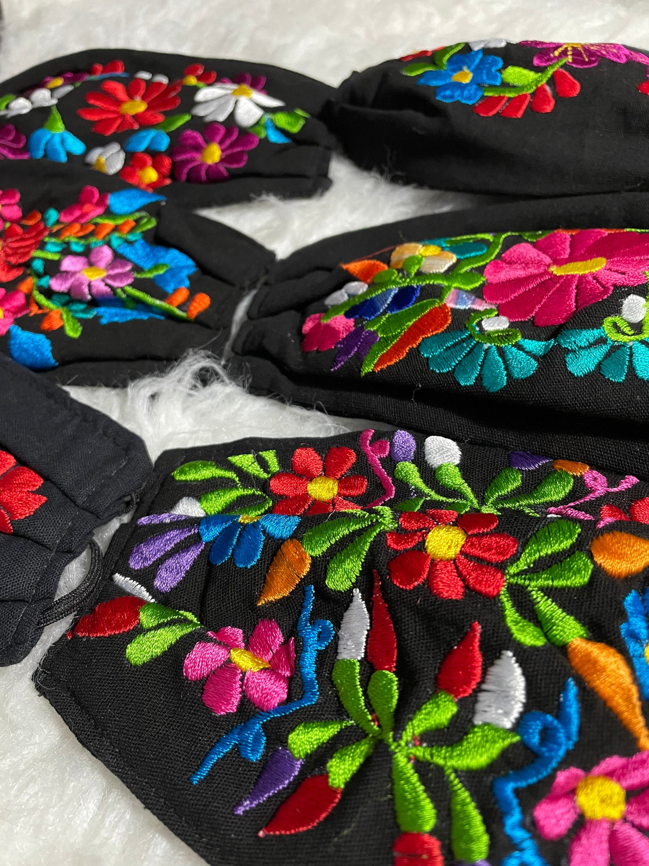 Mexican Embroidered Small Print Floral Design Face Masks - Artisan Made Face Masks