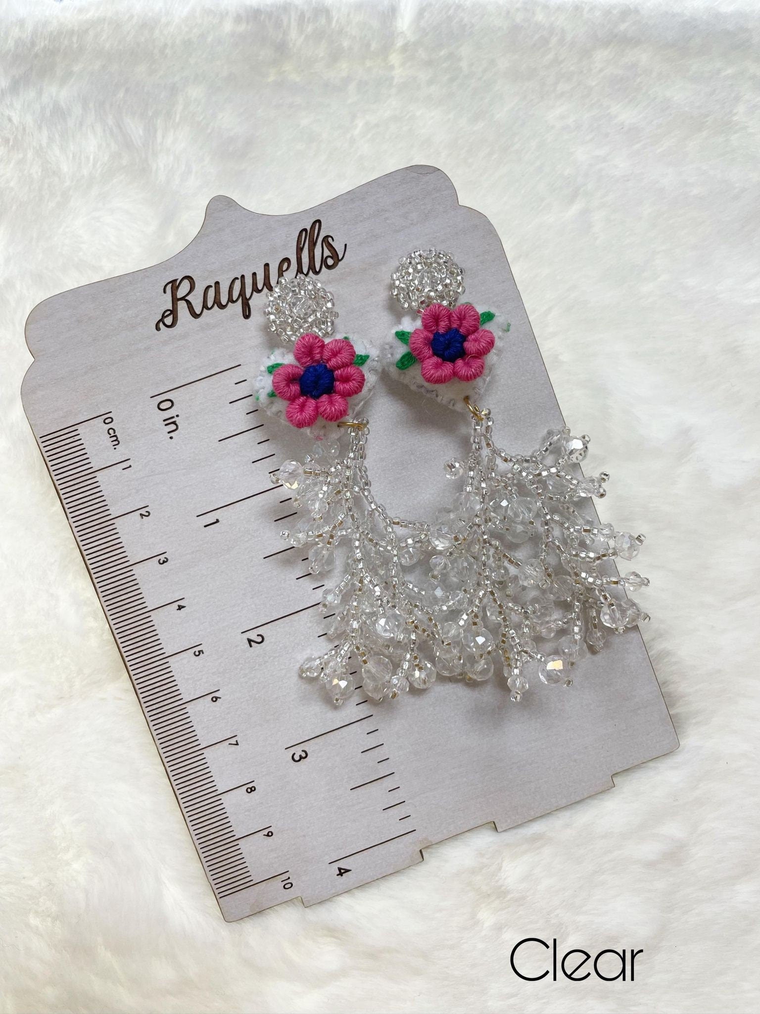 Image of Beautiful Handmade Heart Coral Earrings - Beaded Earrings - Handmade Earrings - Felt Earrings