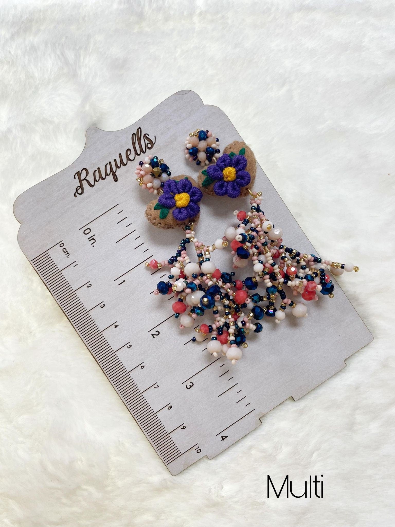 Image of Beautiful Handmade Heart Coral Earrings - Beaded Earrings - Handmade Earrings - Felt Earrings