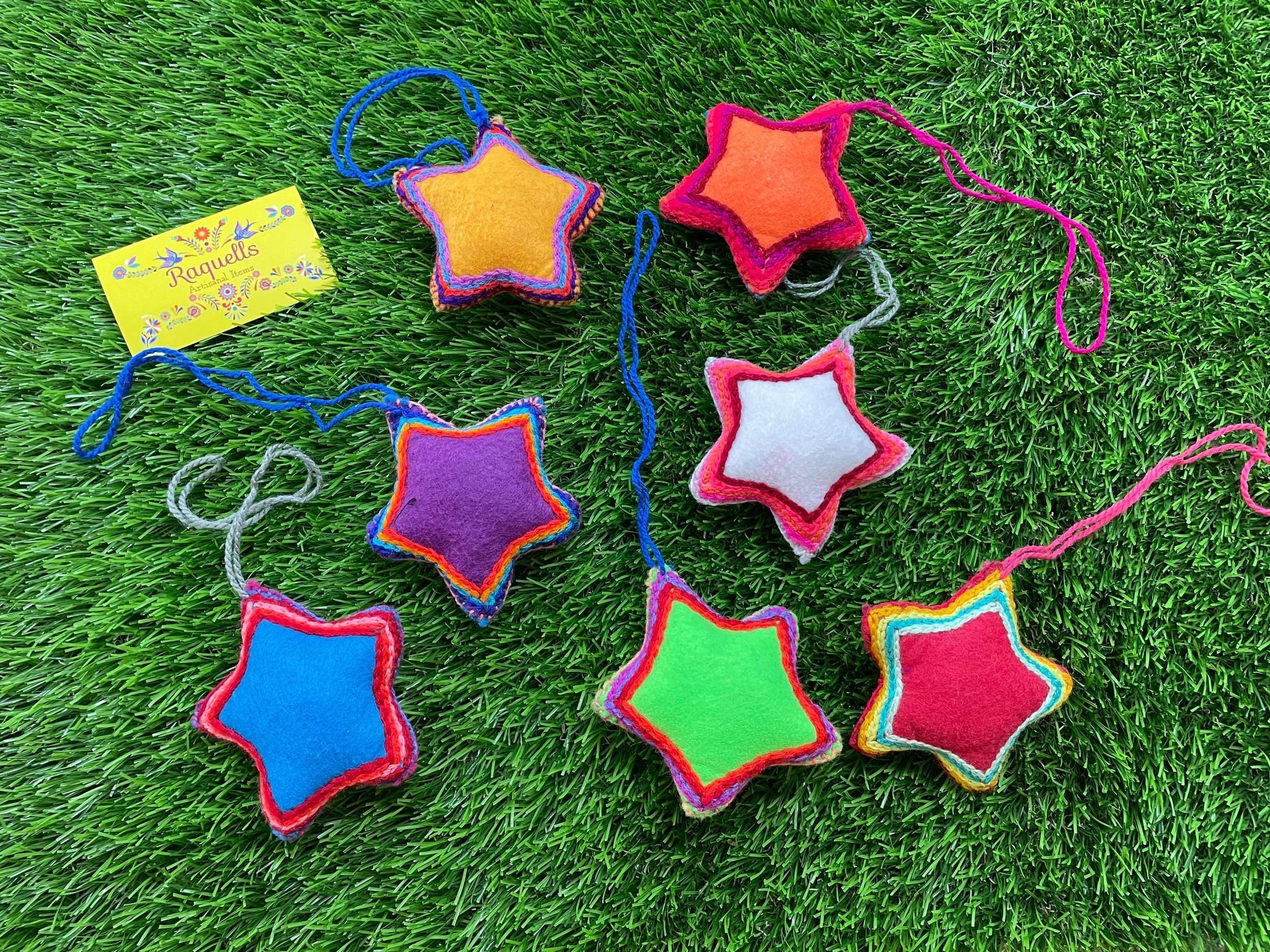 Image of Artisan Handmade Star Tassel Charms - Handmade charms - Mexican Star Charms - Car Decor - Home Decor