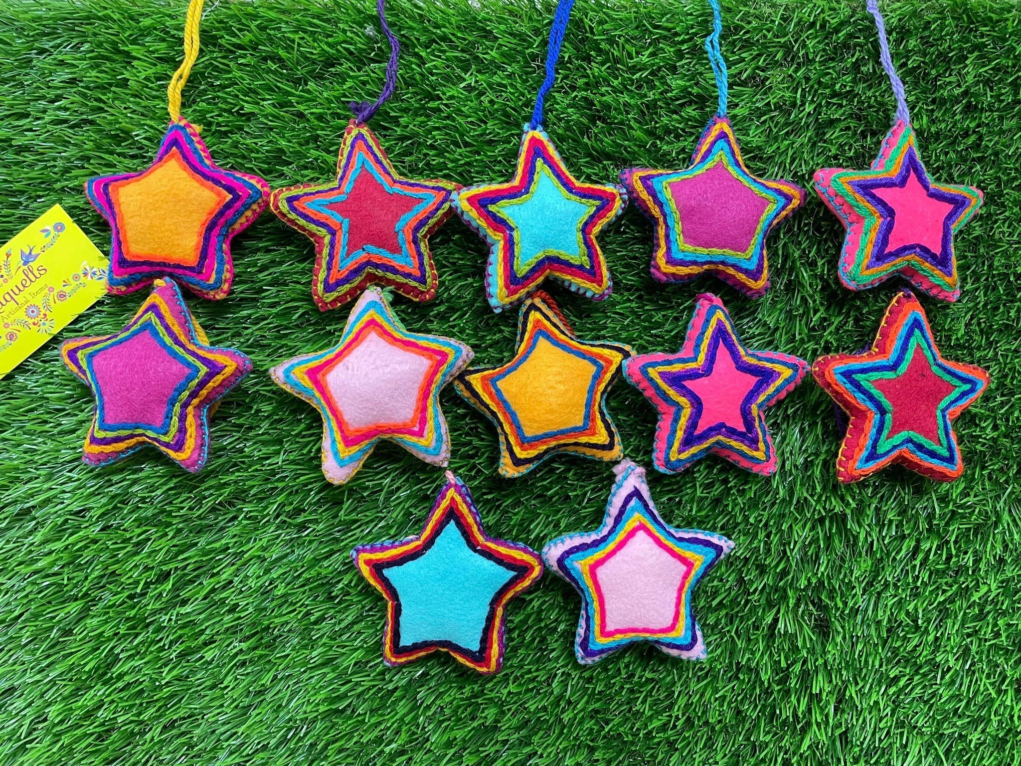 Image of Artisan Handmade Star Tassel Charms - Handmade charms - Mexican Star Charms - Car Decor - Home Decor