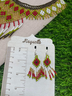 Image of Handmade Beaded Jewelry Set - Artisan Made Necklace, Earrings and Bracelet - Made in Chiapas, Mexico