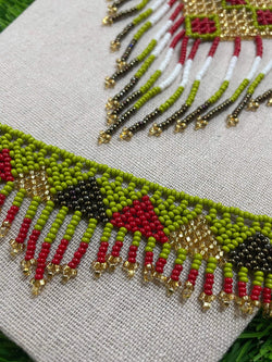 Image of Handmade Beaded Jewelry Set - Artisan Made Necklace, Earrings and Bracelet - Made in Chiapas, Mexico