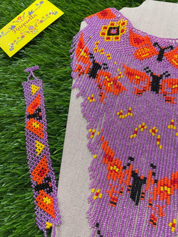 Image of Handmade Beaded Jewelry Set - Artisan Made Bracelet, Necklace and Earrings - Made in Chiapas, Mexico