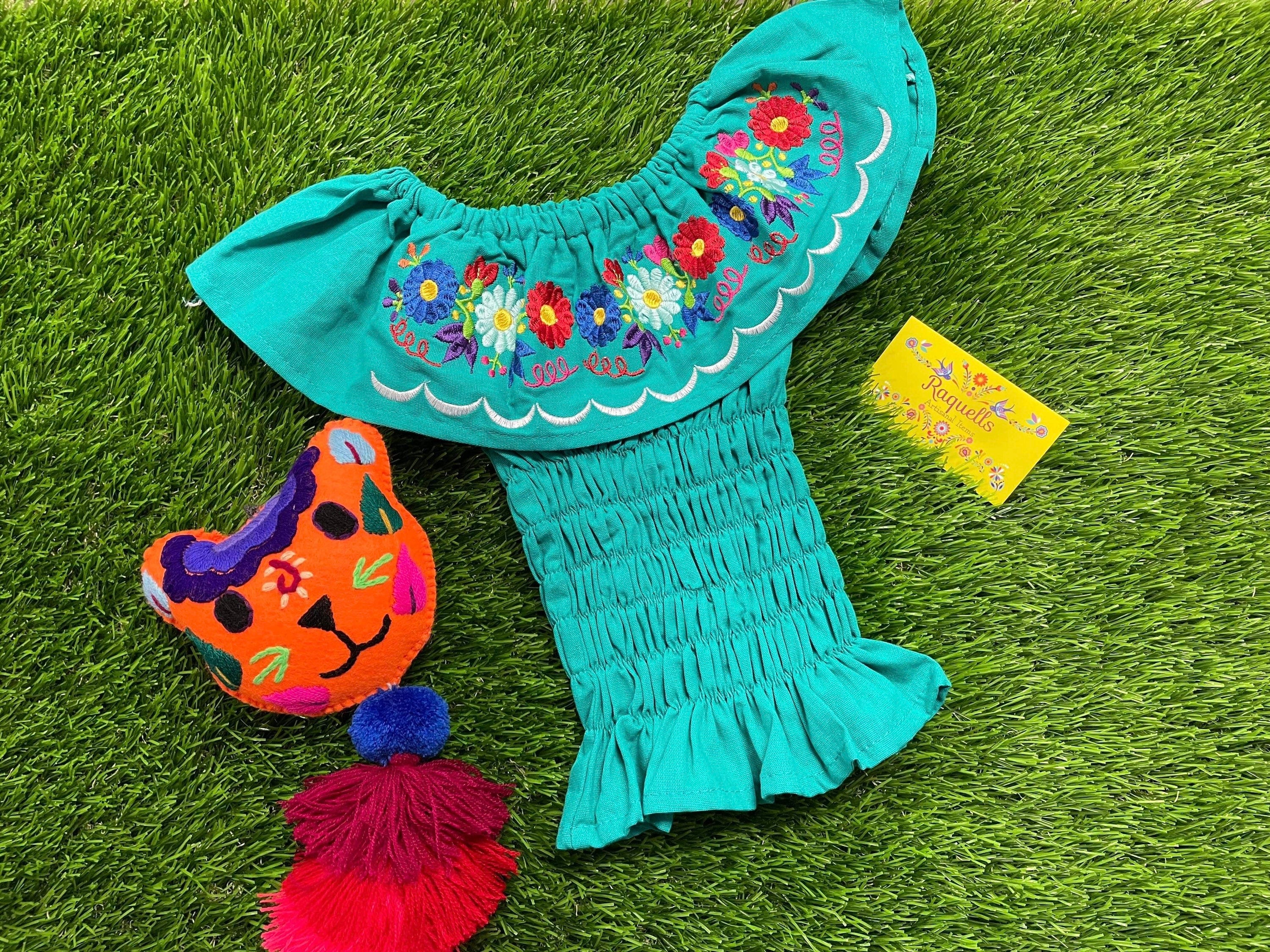 Floral Embroidered Elastic Girl’s Top - Handmade Girl’s Blouse - Artisanal Embroidery