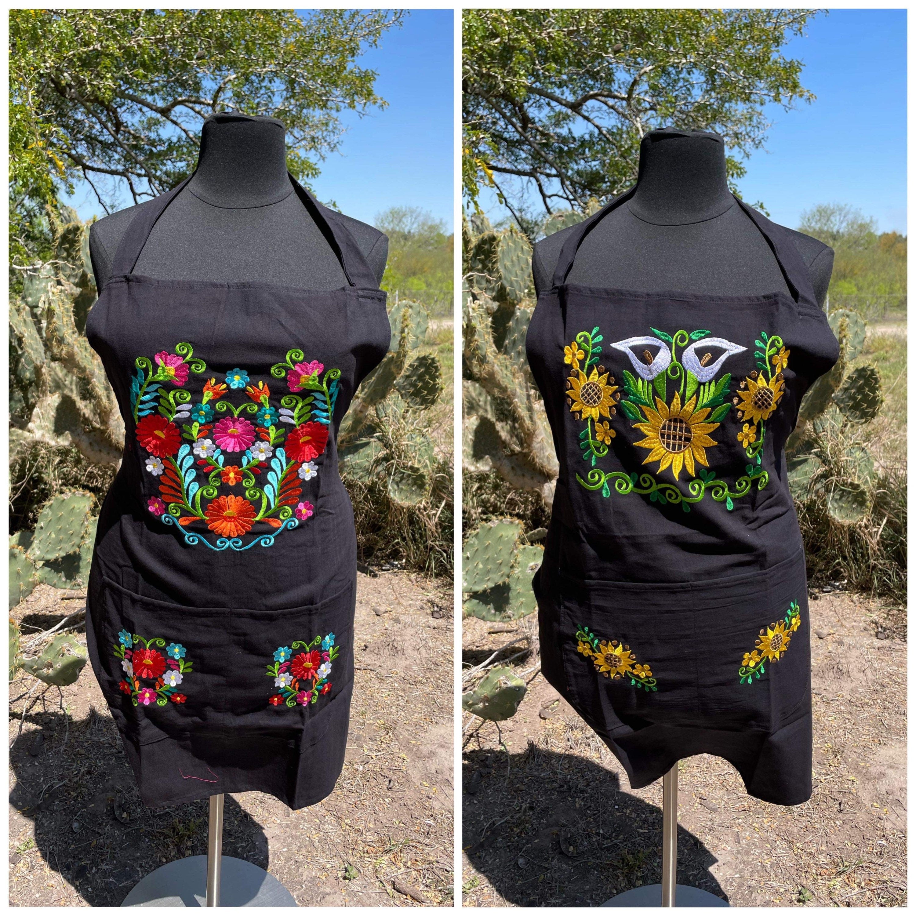 PLUS SIZE - Beautiful Embroidered Aprons - Artisan Made Embroidered Aprons