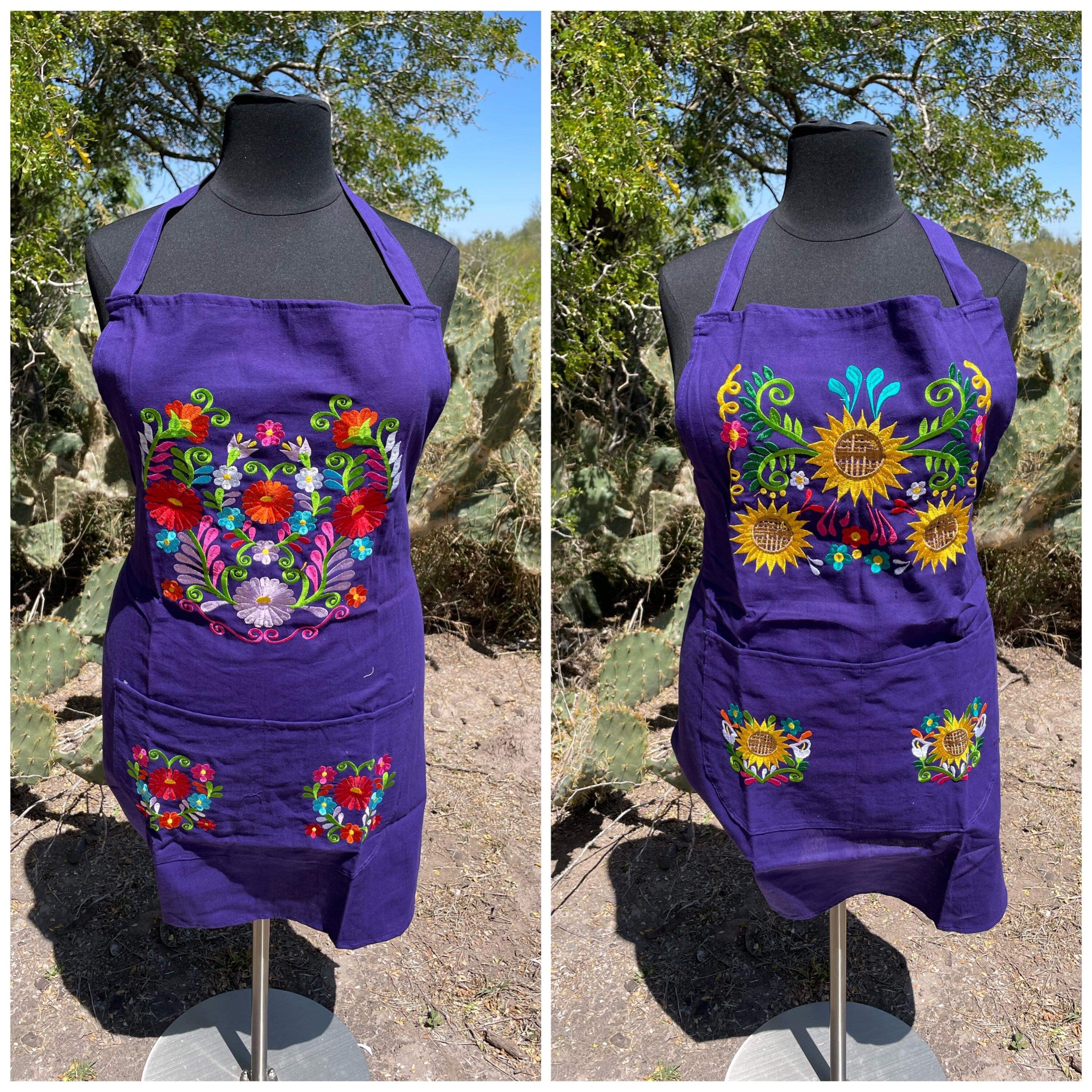 PLUS SIZE - Beautiful Embroidered Aprons - Artisan Made Embroidered Aprons