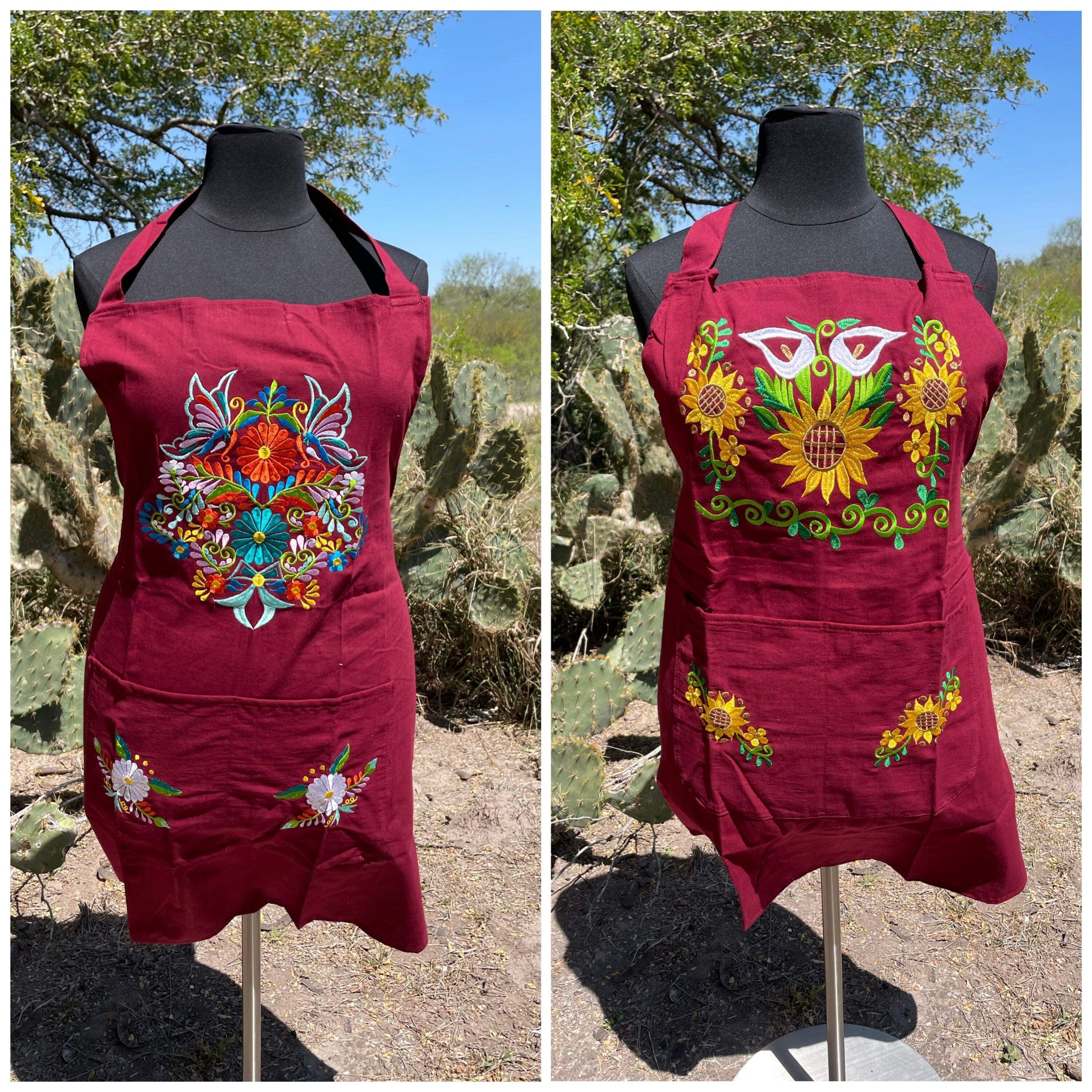 Image of PLUS SIZE - Beautiful Embroidered Aprons - Artisan Made Embroidered Aprons