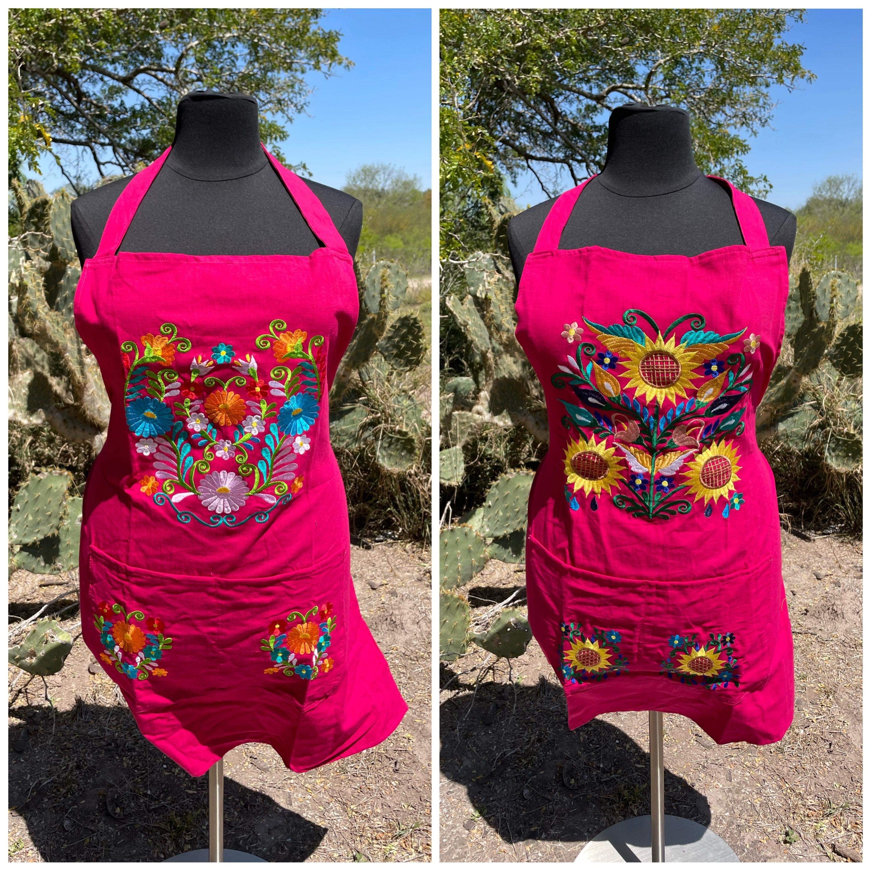 PLUS SIZE - Beautiful Embroidered Aprons - Artisan Made Embroidered Aprons