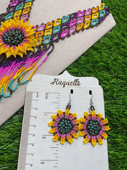 Image of Handmade Beaded Jewelry Set - Artisanal Necklace and Earrings - Made in Chiapas, Mexico