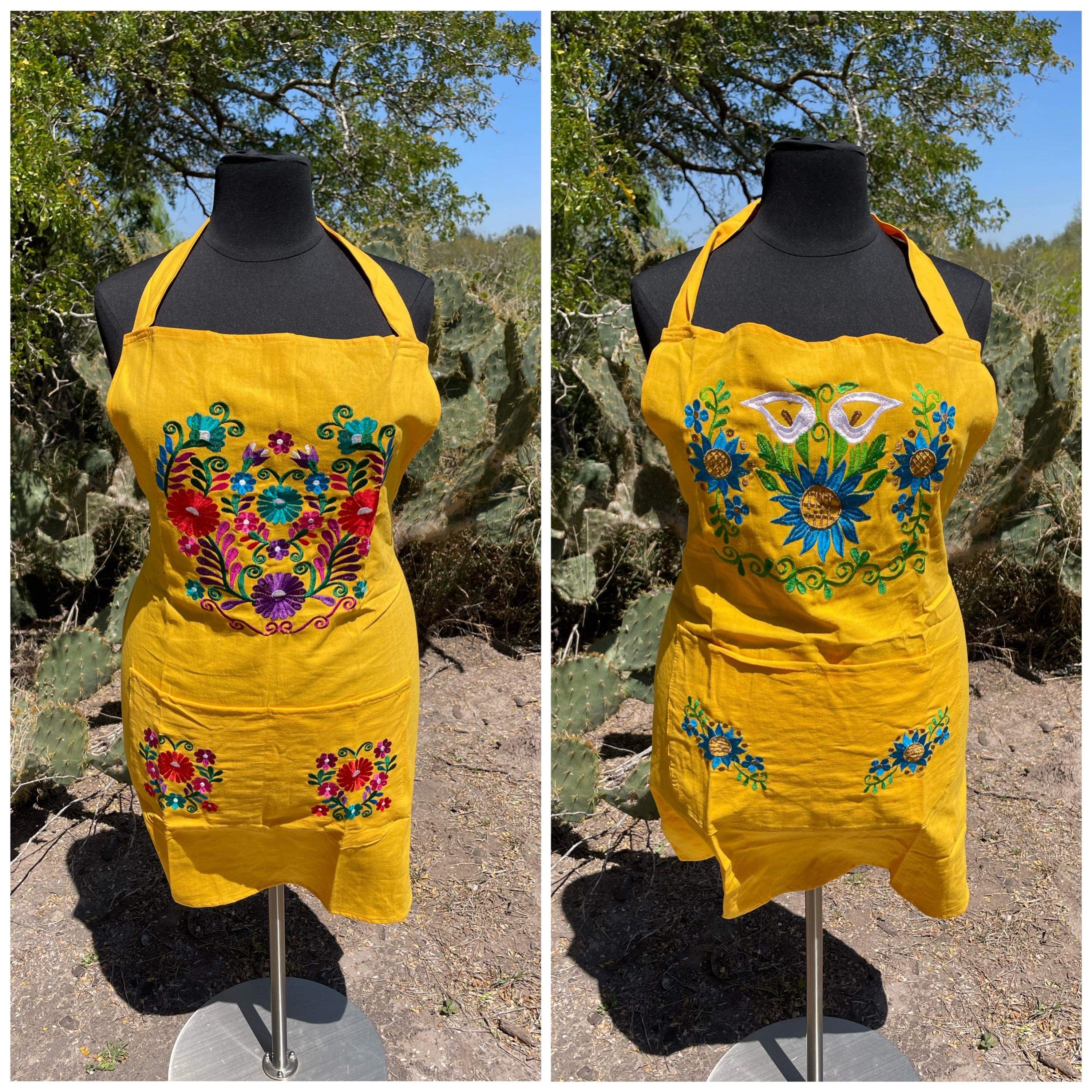 PLUS SIZE - Beautiful Embroidered Aprons - Artisan Made Embroidered Aprons