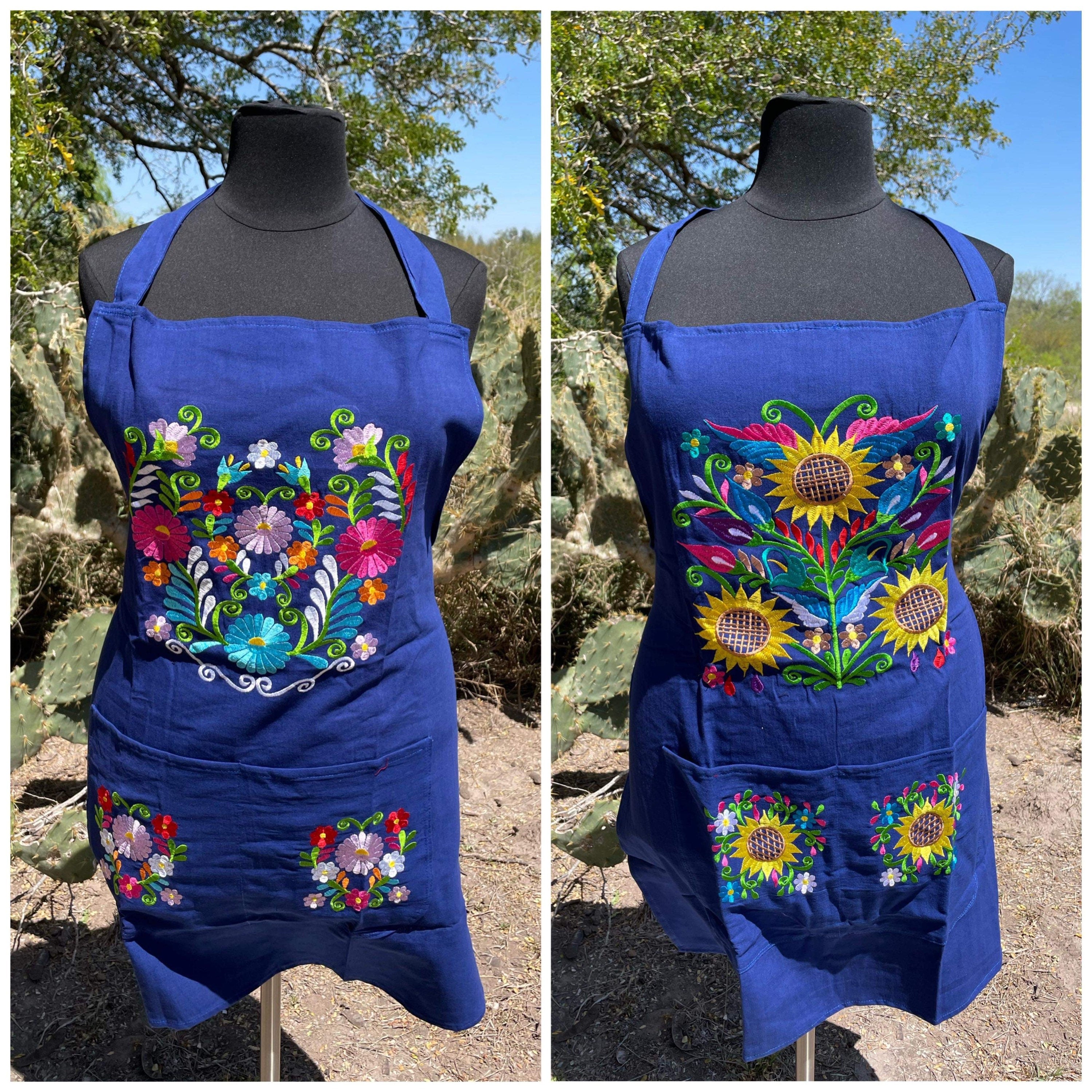 PLUS SIZE - Beautiful Embroidered Aprons - Artisan Made Embroidered Aprons