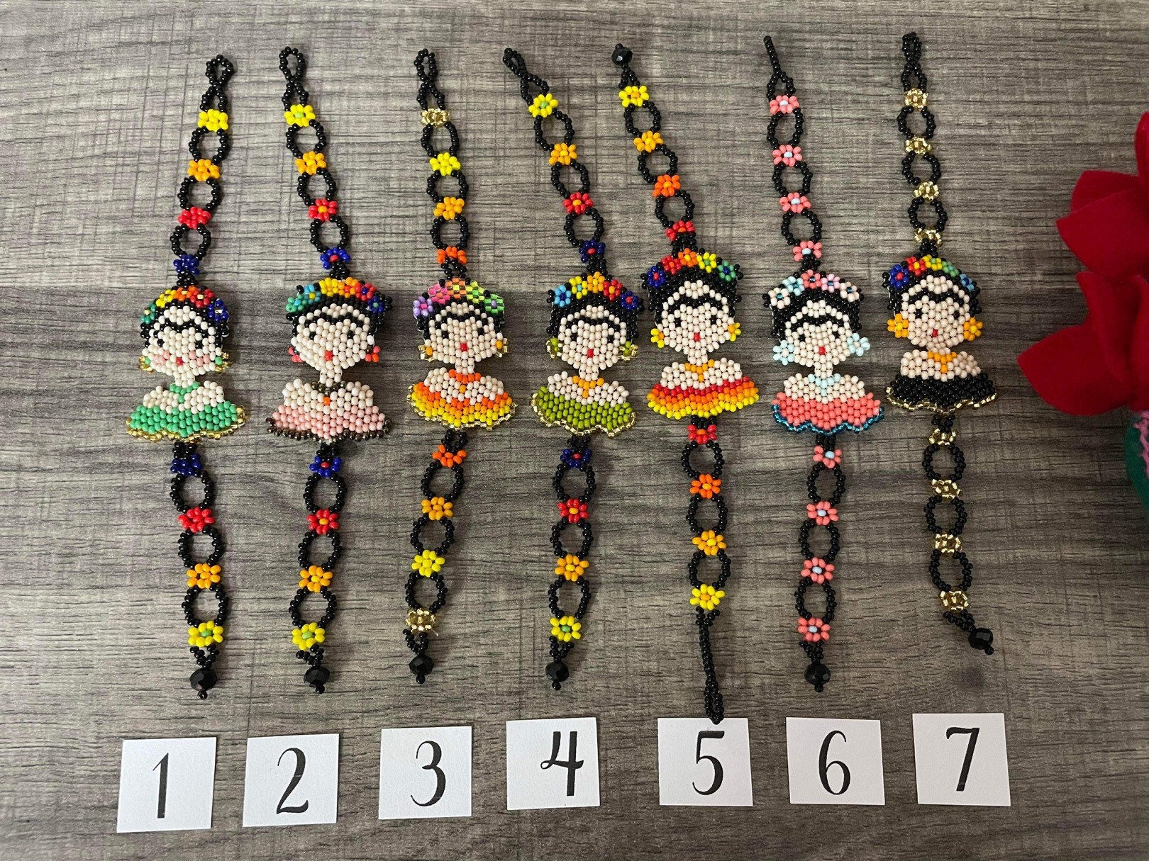 Image of Beautiful Hand Beaded Artisanal Frida Bracelets - Beaded Bracelets From Chiapas, Mexico