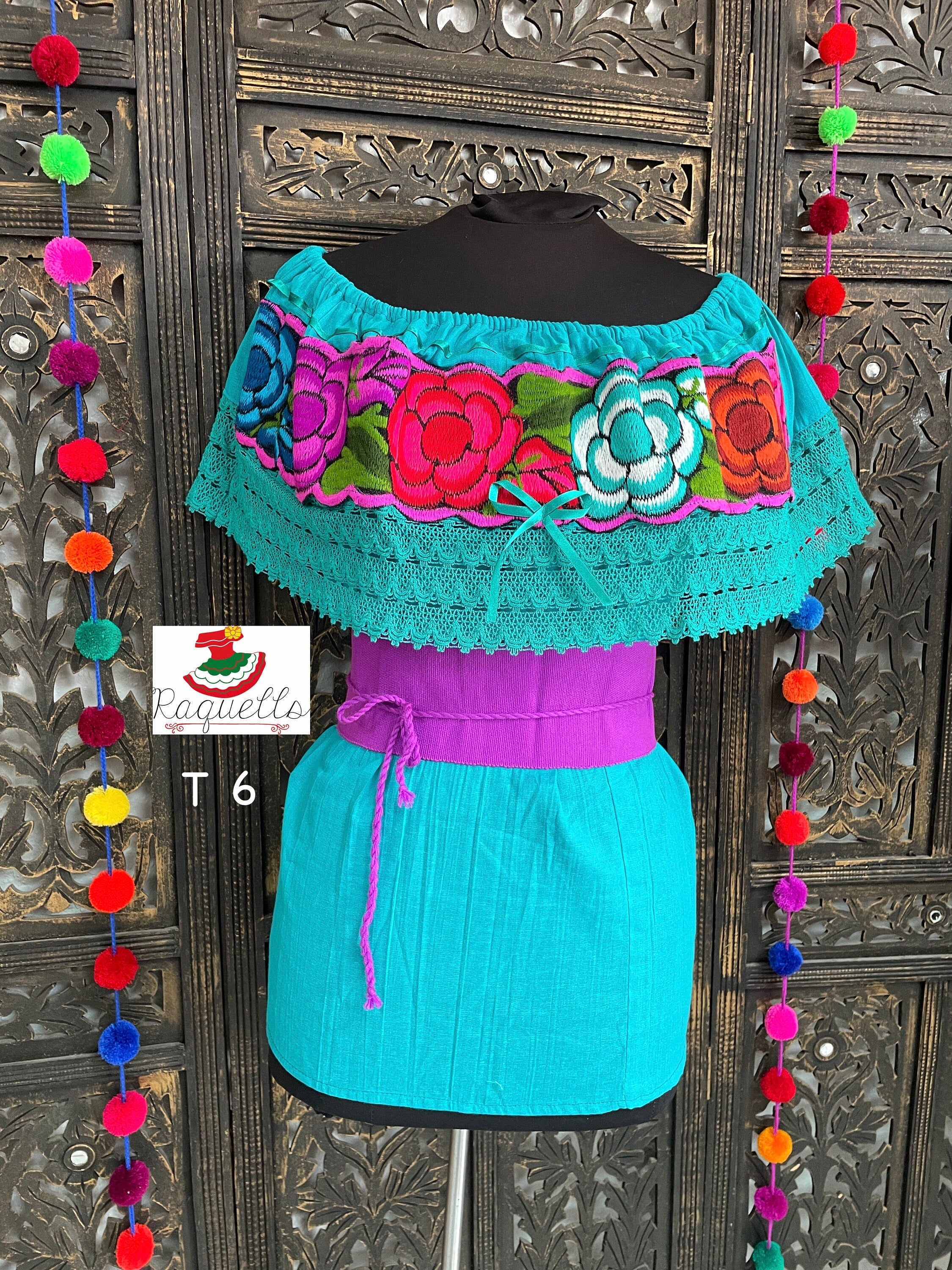 Image of Off Shoulder Floral Blouse - Artisanal Flower Blouse