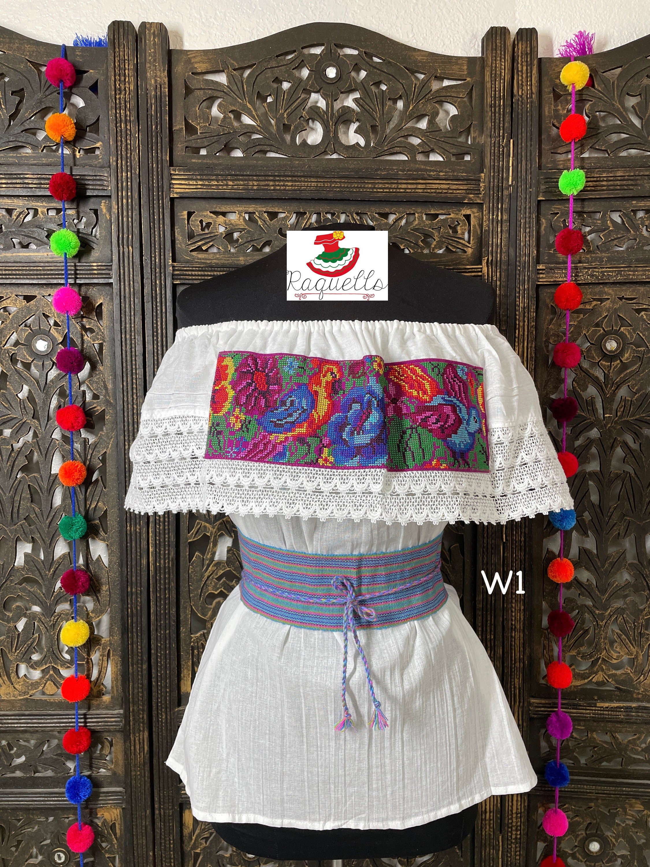 Image of White Off Shoulder Cross-stitched Floral Design Blouse - Artisanal Flower Blouse