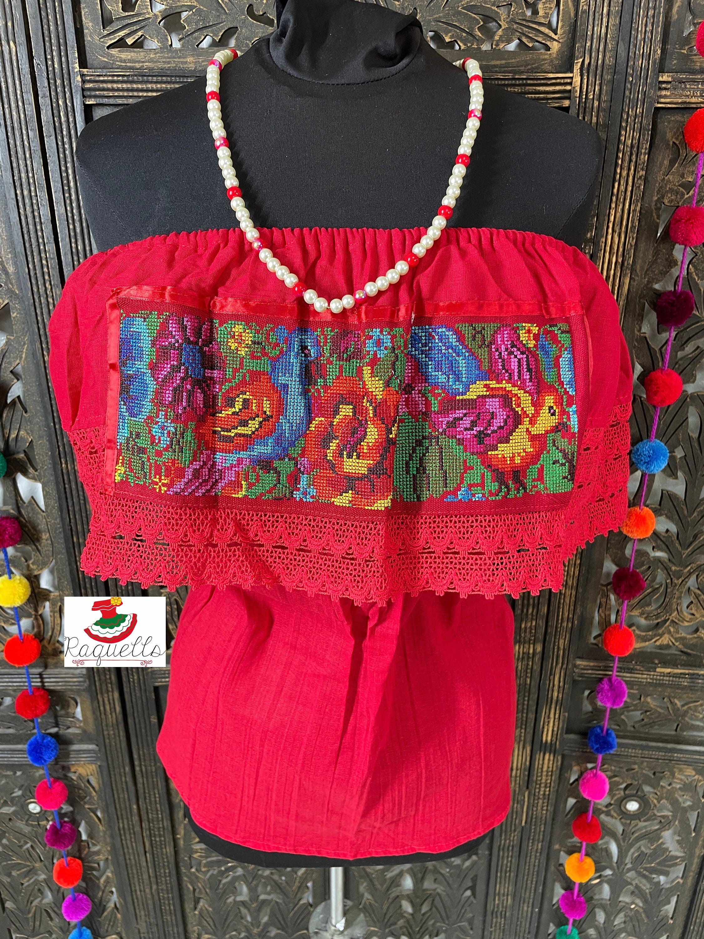 Image of Shoulder Cross-stitched Floral Design Blouse - Artisanal Flower Blouse