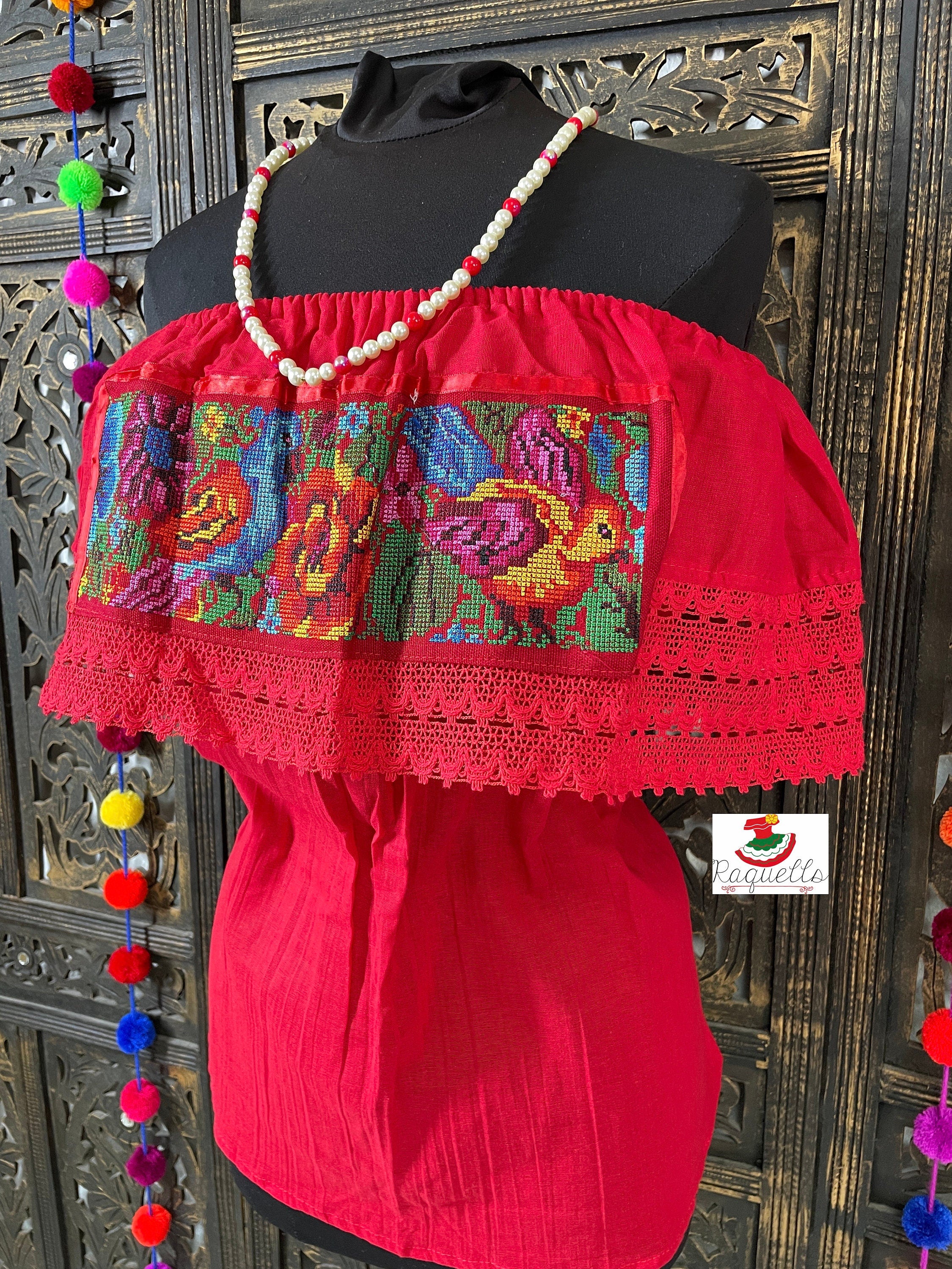 Image of Shoulder Cross-stitched Floral Design Blouse - Artisanal Flower Blouse