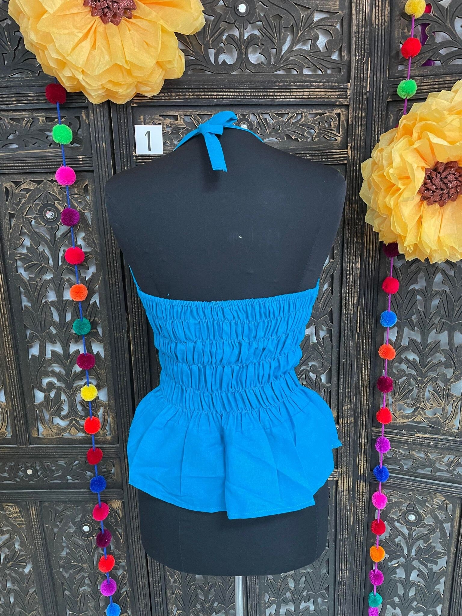 Summertime Mexican Halter Blouses - Artisan Made Embroidered Blouses - Floral Halter Blouse