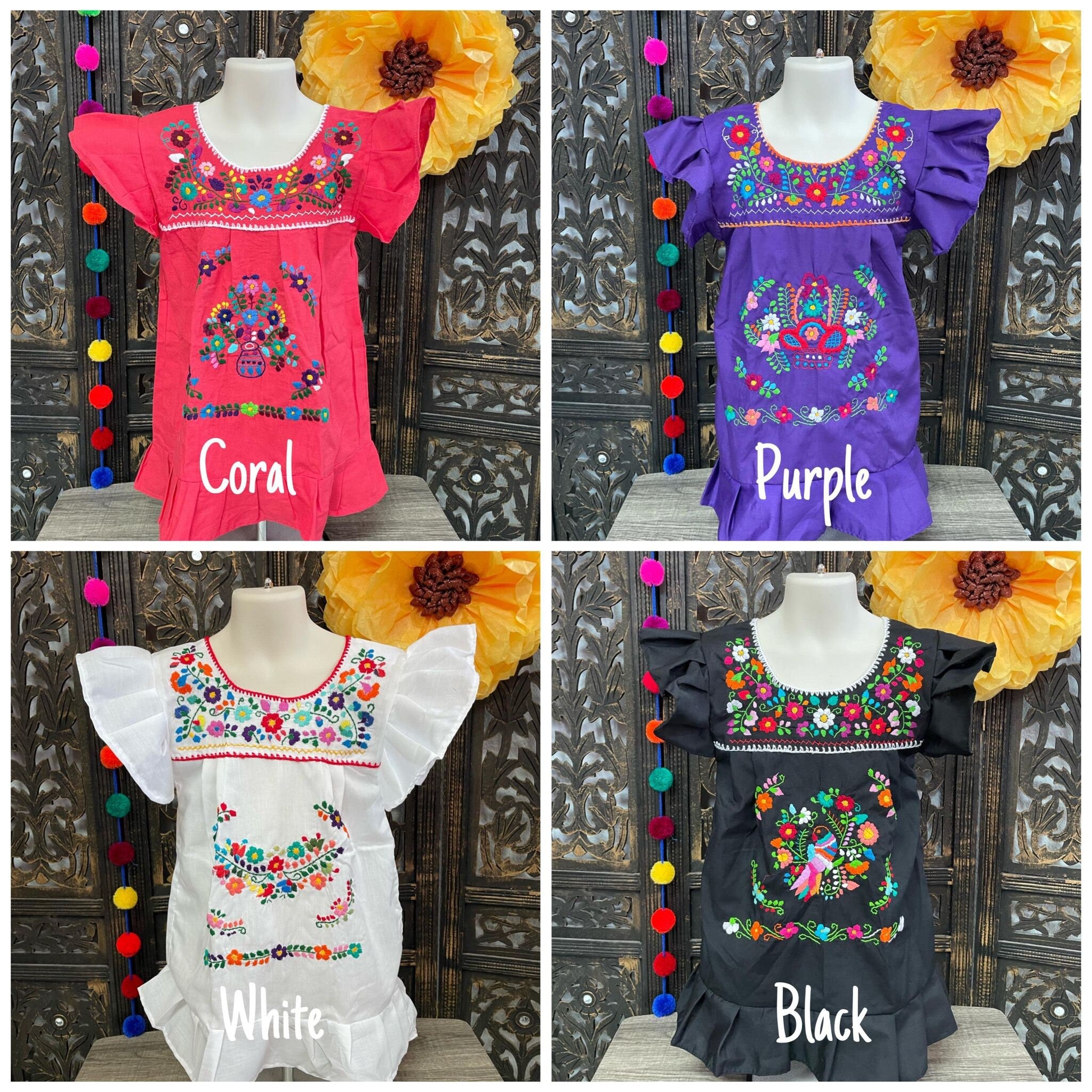 Little Girls Hand Embroidered “Lolita”Dress - Handmade Mexican Fiesta Style Dress - 0 months - 4T sizes available