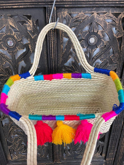 Image of Mexican Wicker Purse with Tassels