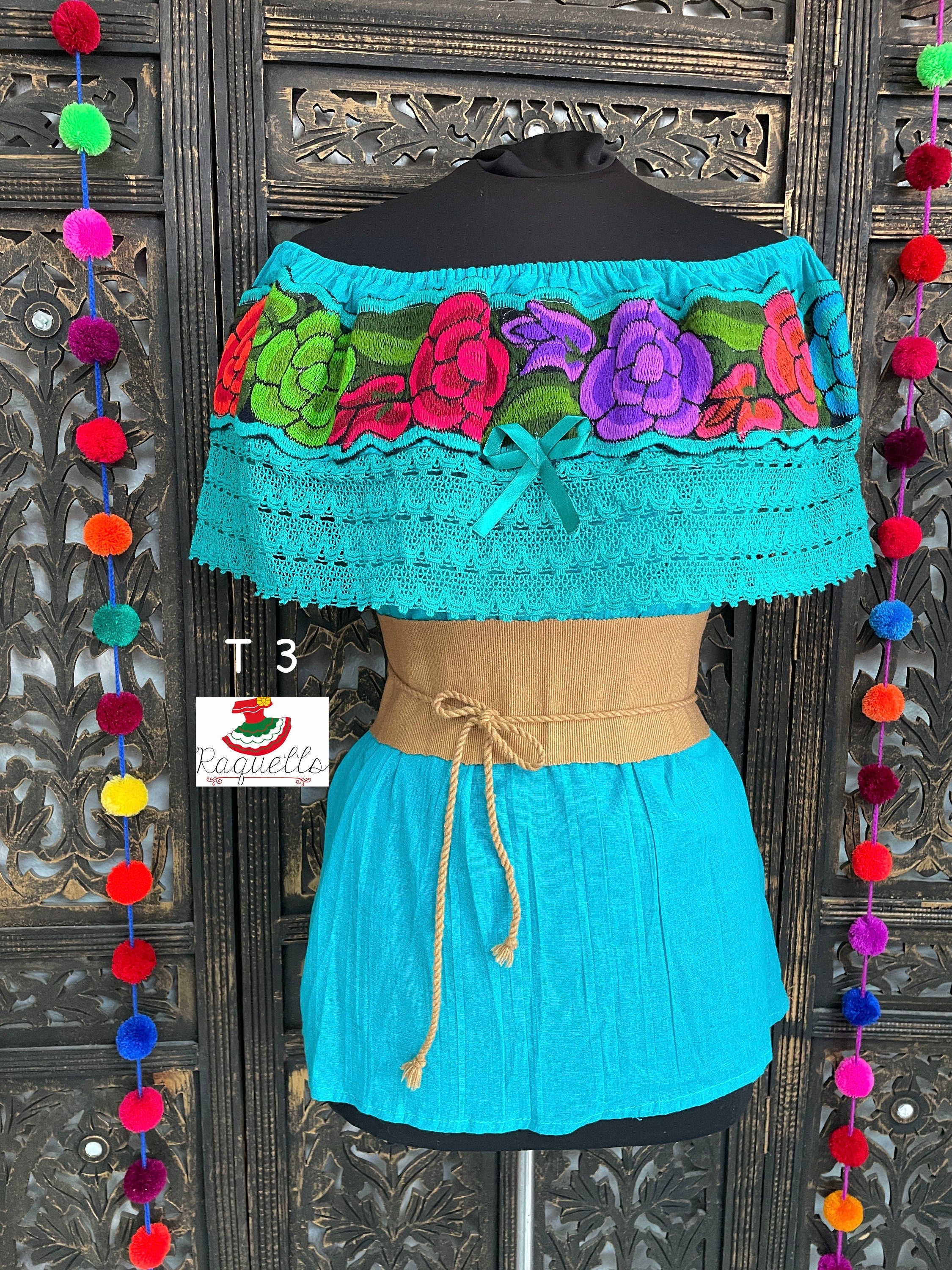 Off Shoulder Floral Blouse - Artisanal Flower Blouse