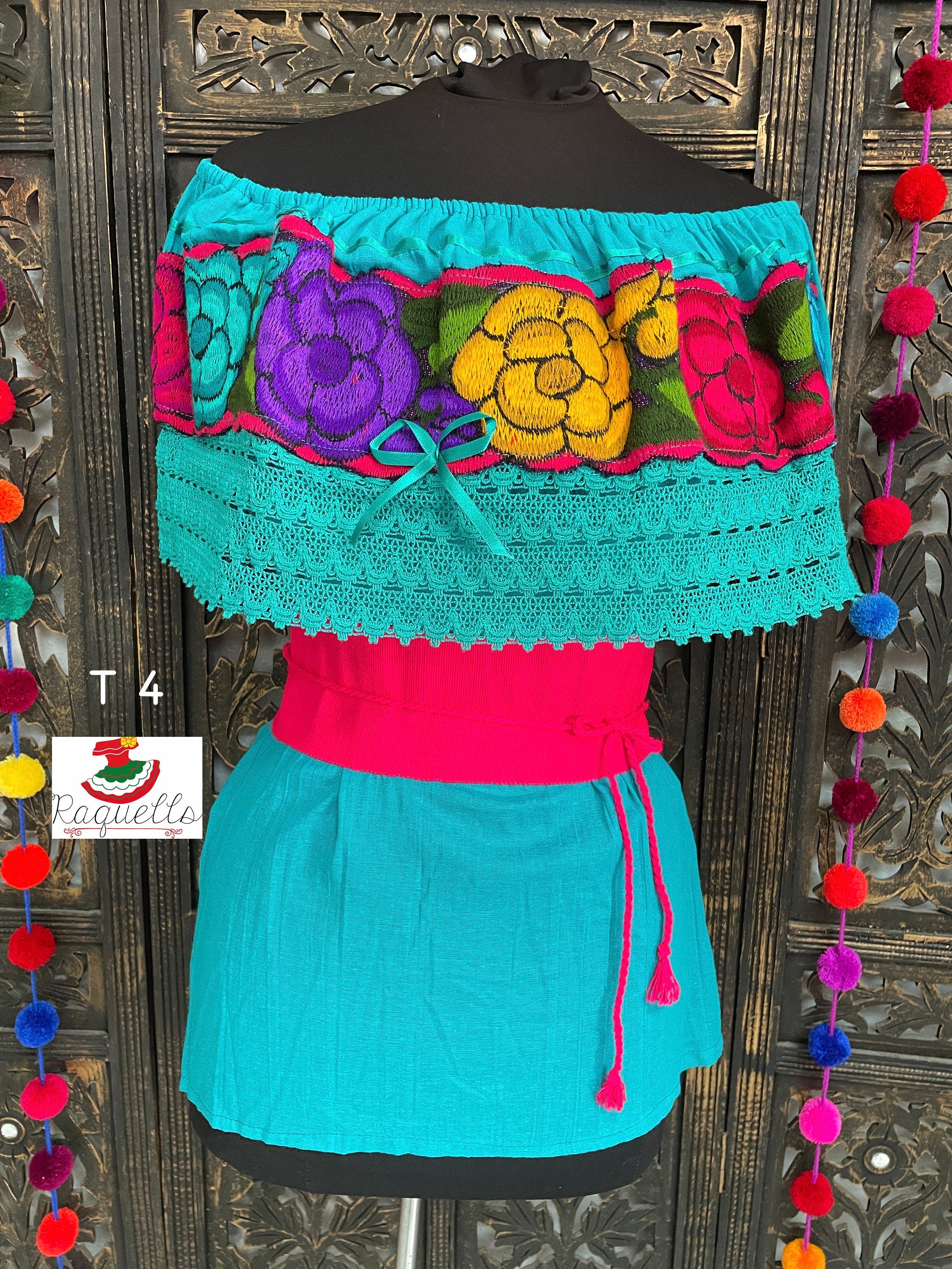 Image of Off Shoulder Floral Blouse - Artisanal Flower Blouse