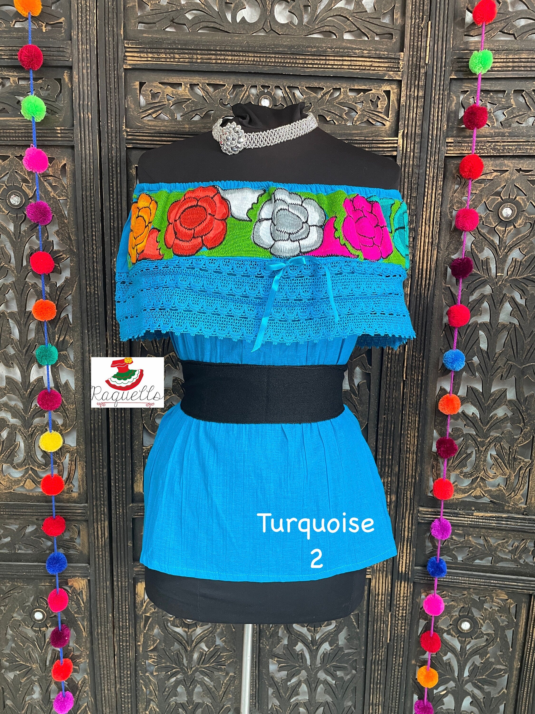 Image of Off Shoulder Floral Blouse - Artisanal Flower Blouse