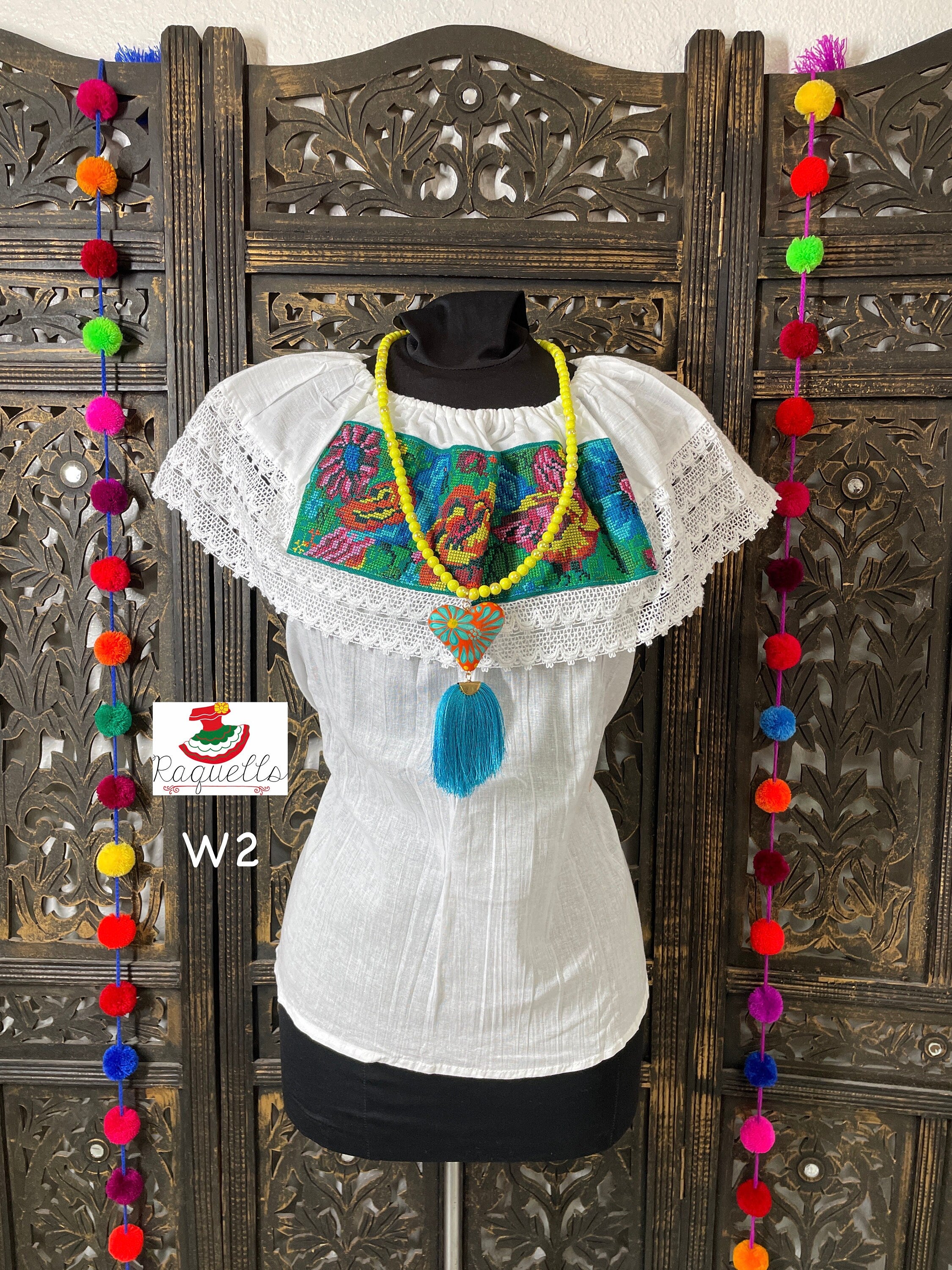 White Off Shoulder Cross-stitched Floral Design Blouse - Artisanal Flower Blouse