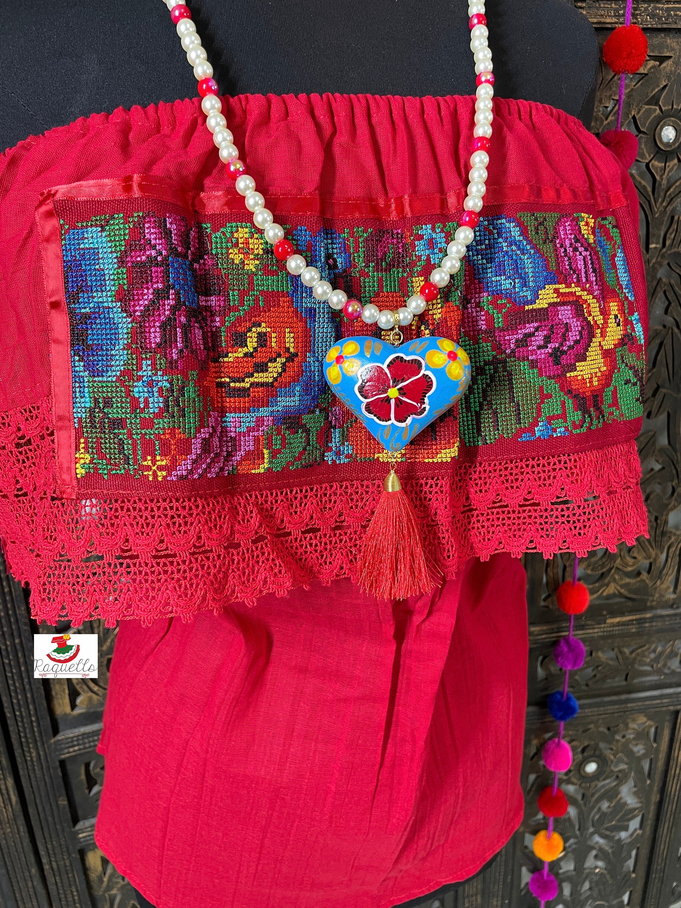 Shoulder Cross-stitched Floral Design Blouse - Artisanal Flower Blouse