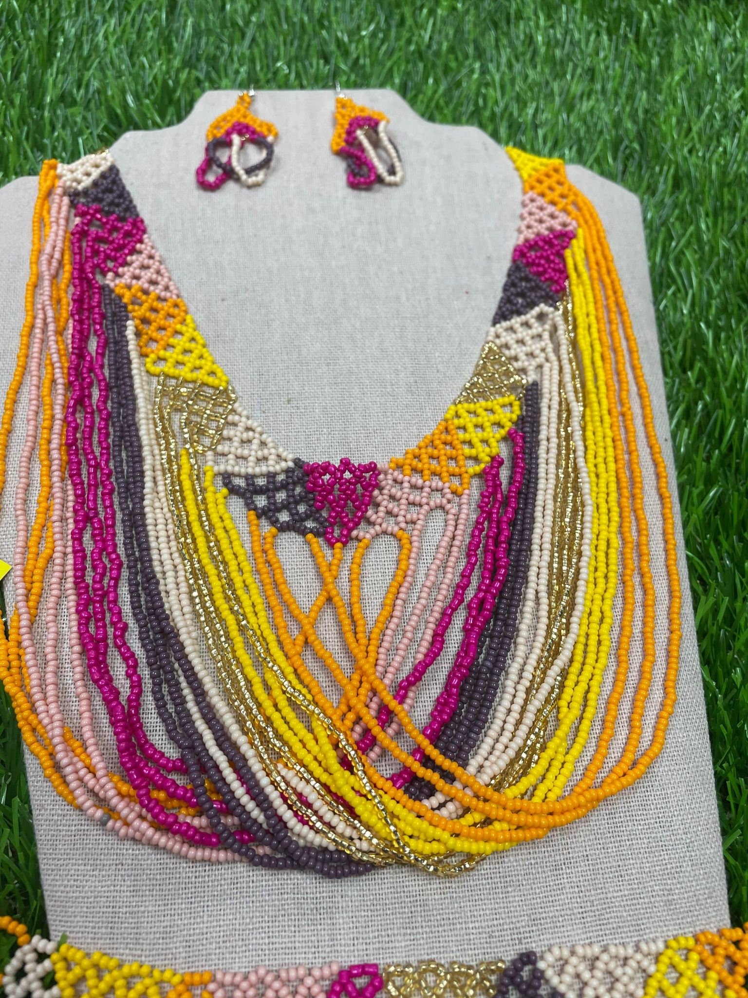 Image of Beautiful Artisanal Mexican Beaded Jewelry Set - 3 Piece Set - Made by our Oaxaca Artisan Partners