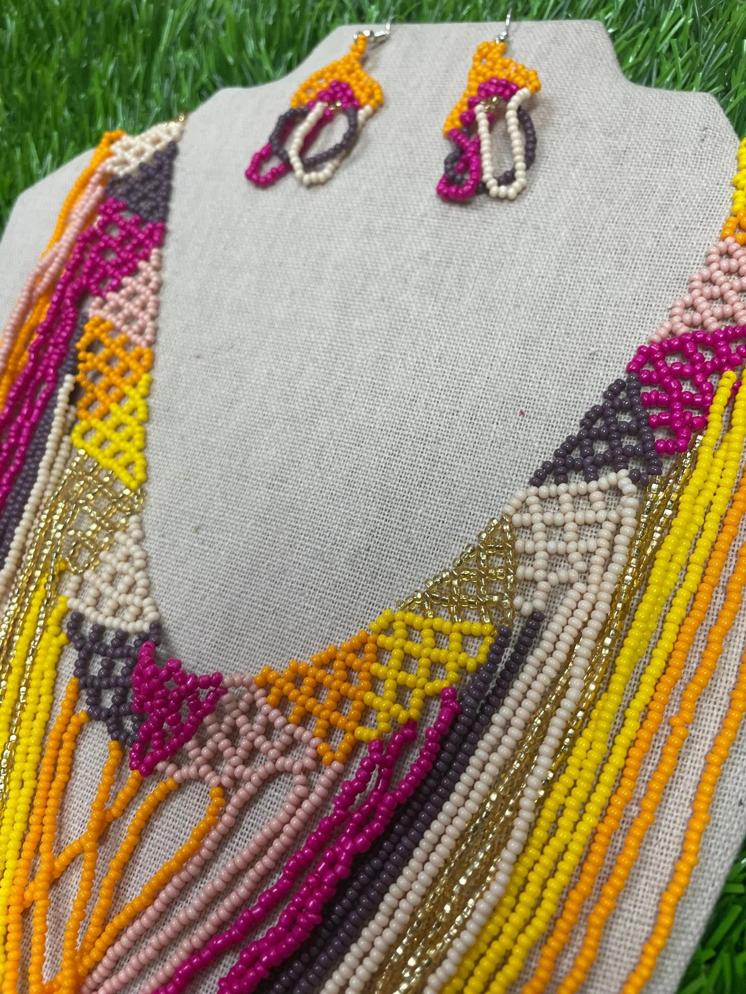 Mexican Beaded Jewelry Set - 3 Piece Set
