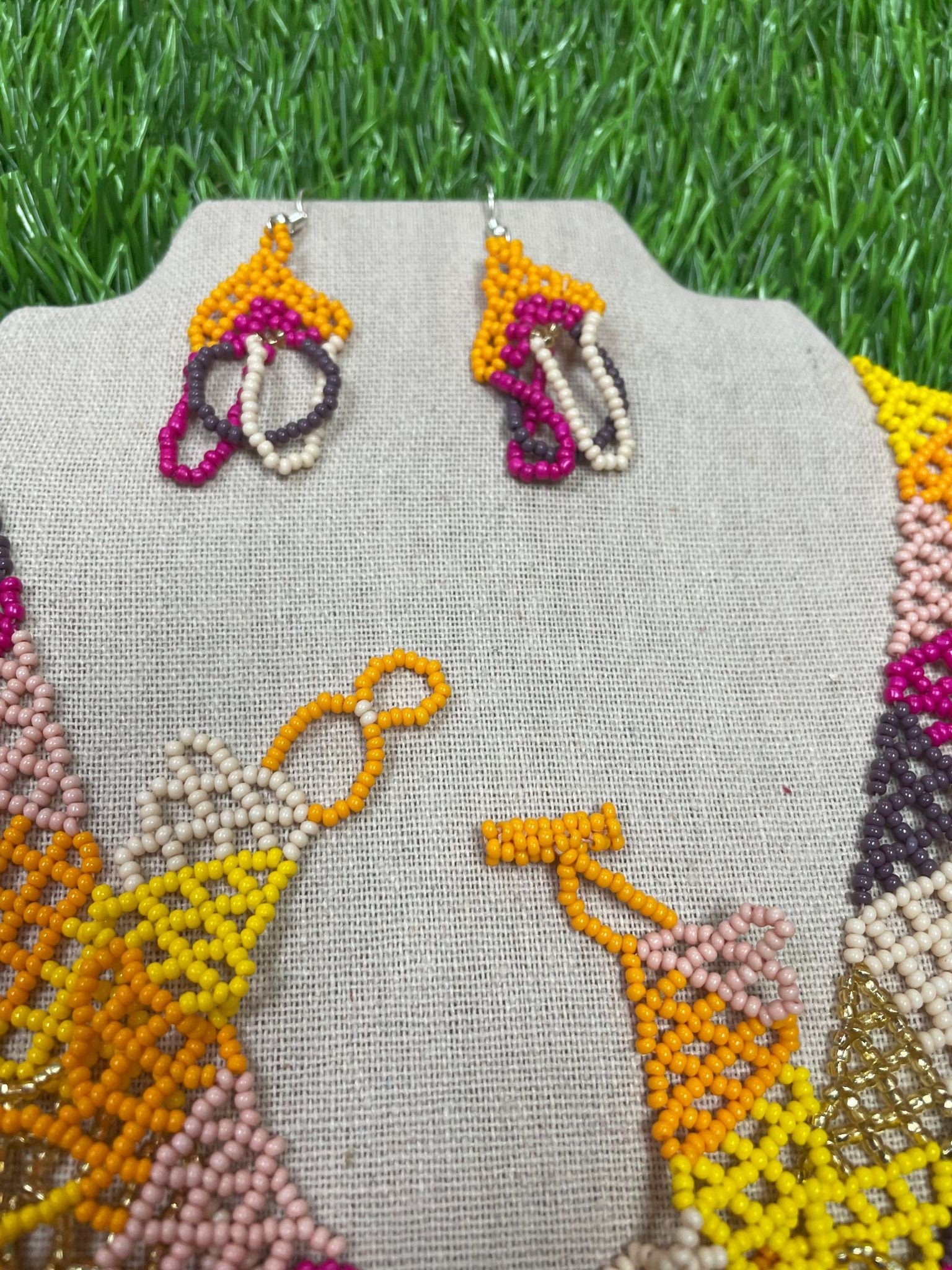 Image of Beautiful Artisanal Mexican Beaded Jewelry Set - 3 Piece Set - Made by our Oaxaca Artisan Partners