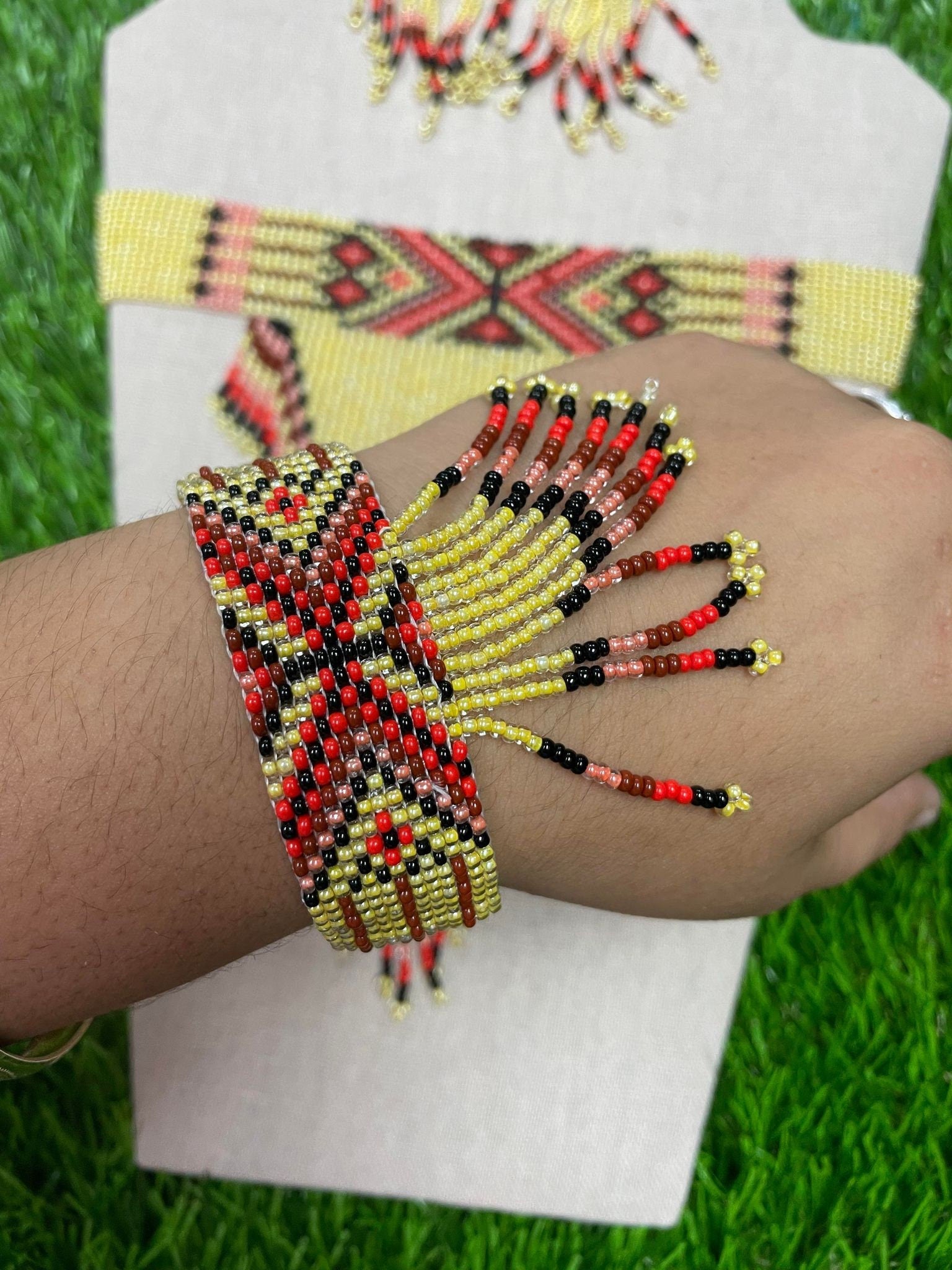 Image of Beautiful Artisanal Mexican Beaded Jewelry Choker Set - 3 Piece Set - Made by our Oaxaca Artisan Partners