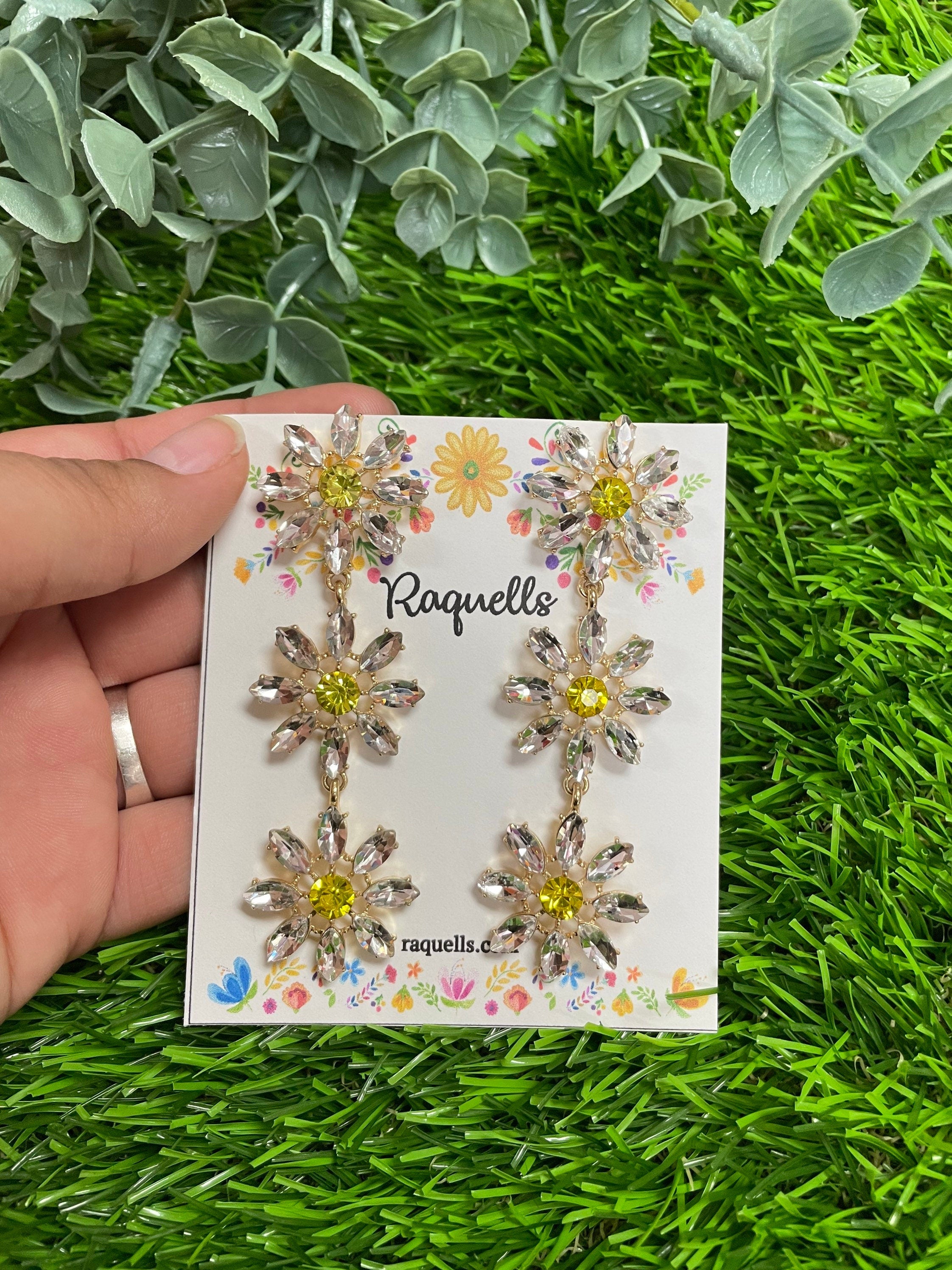 Image of Beautiful Flower Handmade Earrings - Large Stud Earrings